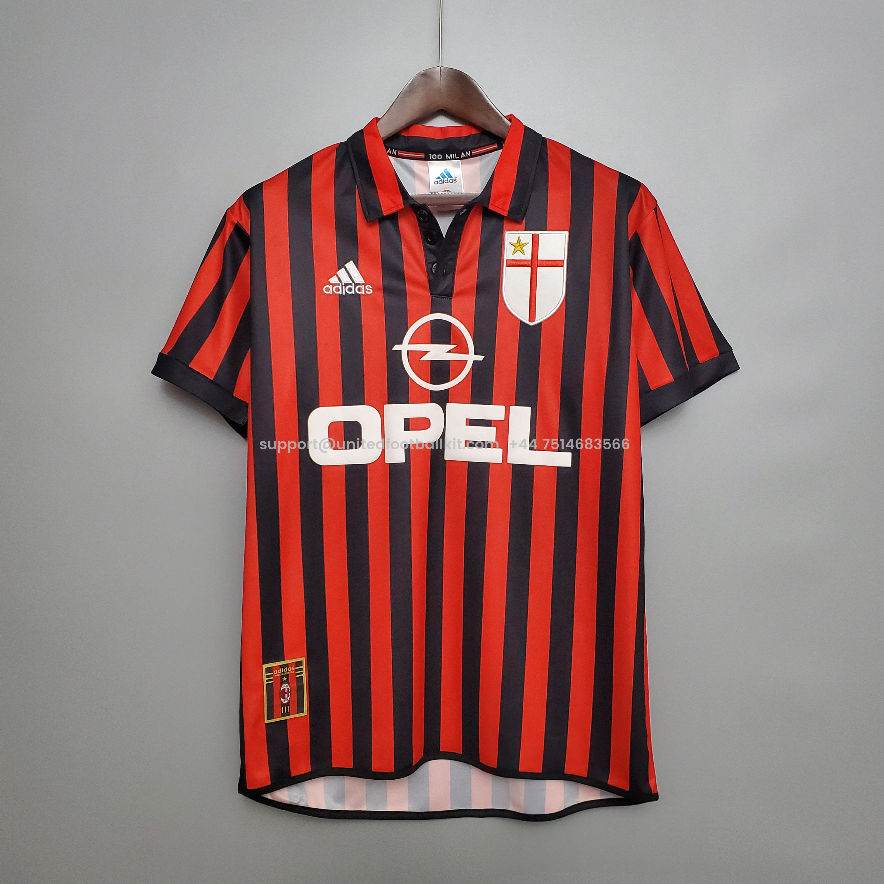 Unitedfootballkit.com | Retro AC Milan 99-00 Home Stadium Jersey -Customize Name, Number and Patch | Worldwide Shipping