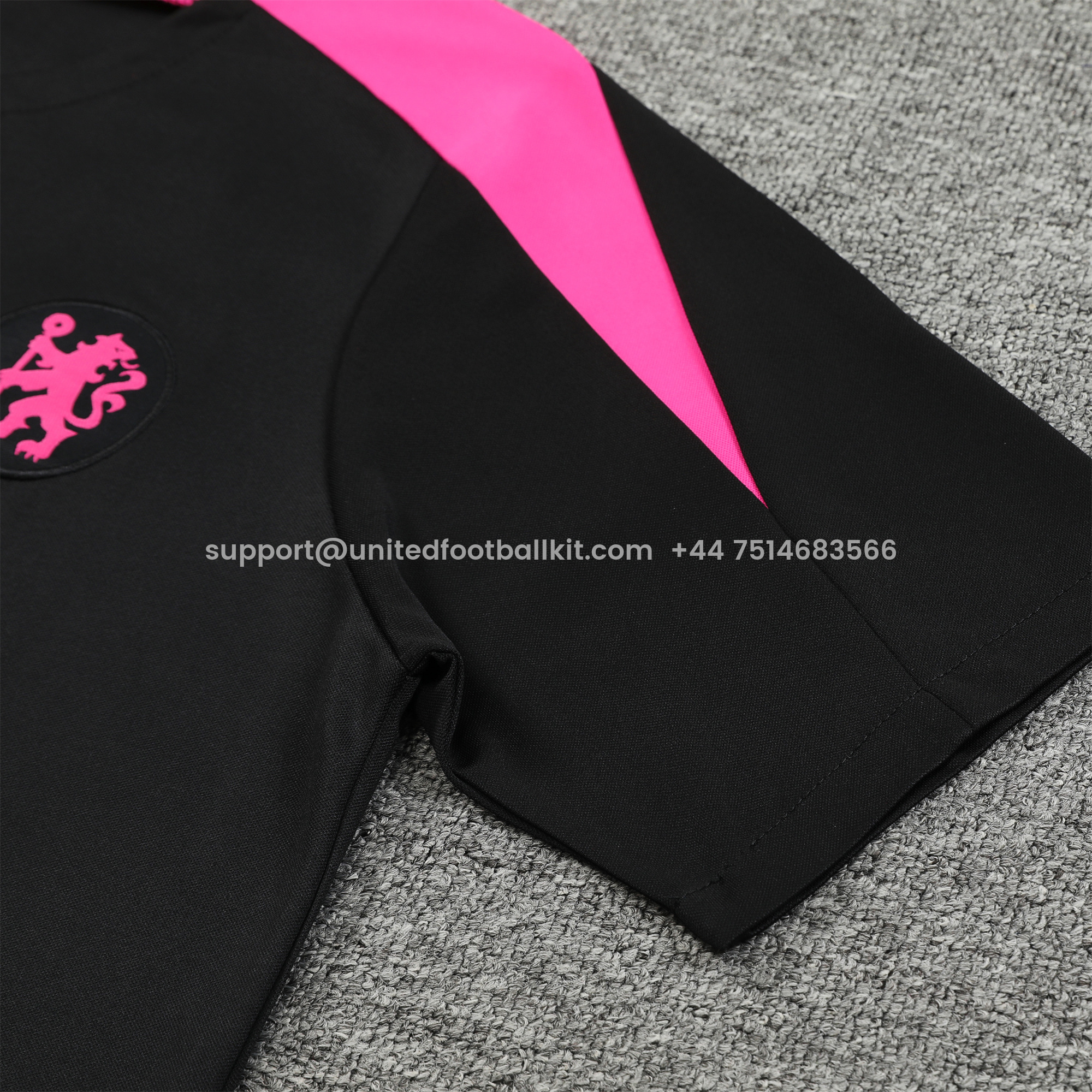 Unitedfootballkit.com | C.H.E.L.S.E.A 24-25 Short-Sleeve Training Set - Black Top & Shorts -Customize Name, Number and Patch | Worldwide Shipping