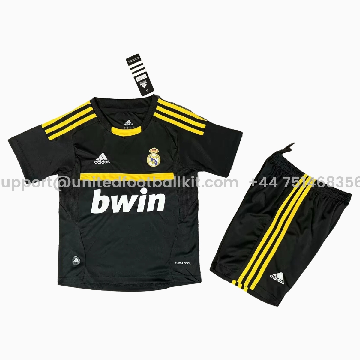 Unitedfootballkit.com | Retro Real Madrid 11-12 Black Goalkeeper Kids Kit -Customize Name, Number and Patch | Worldwide Shipping