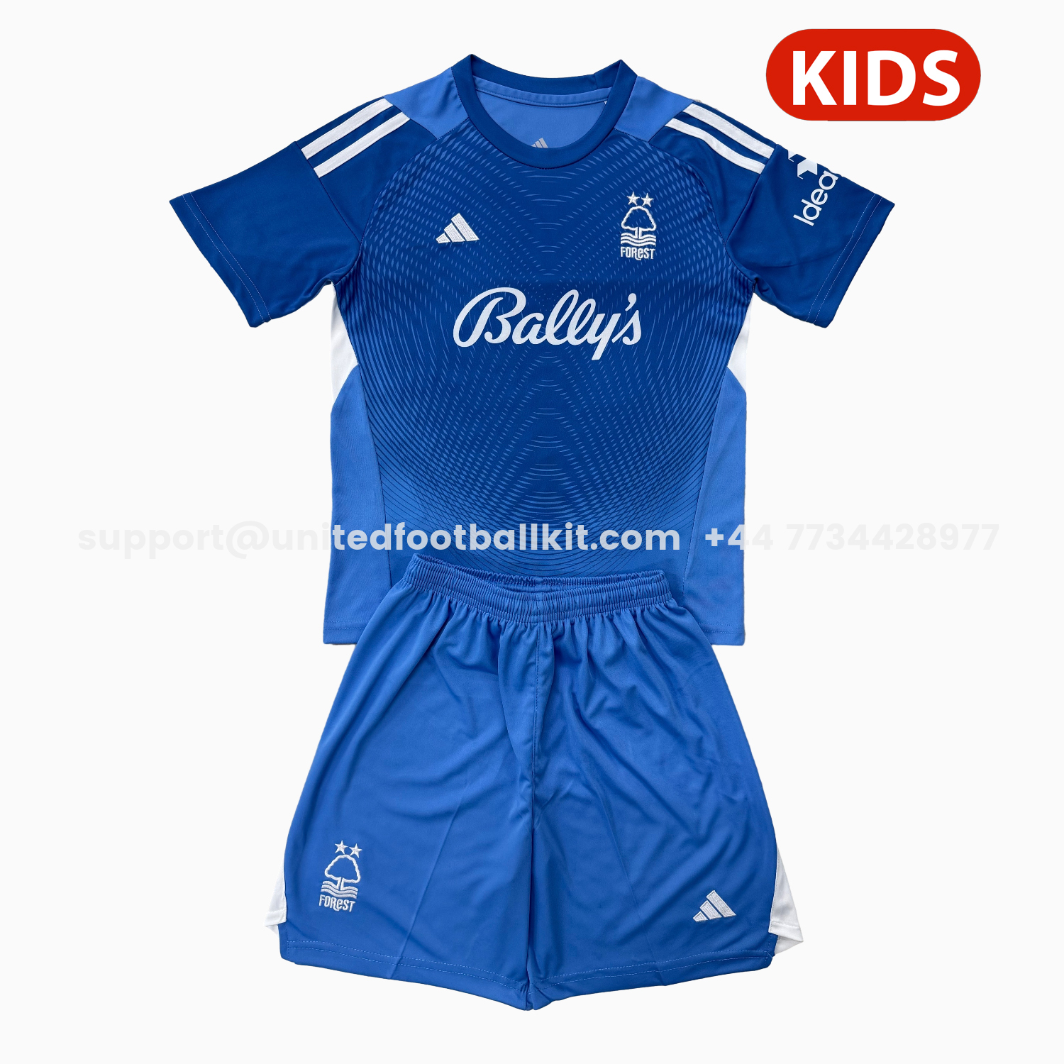 Unitedfootballkit.com | Nottingham Forest 25-26 Blue Goalkeeper Kids Kit -Customize Name, Number and Patch | Worldwide Shipping