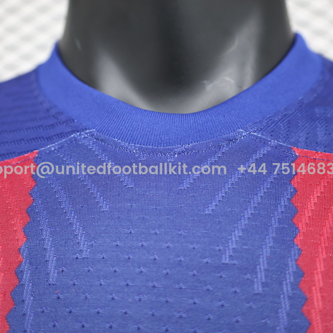 Unitedfootballkit.com | Barcelona X RS Iconic Tongue Jersey - Player Version -Customize Name, Number and Patch | Worldwide Shipping