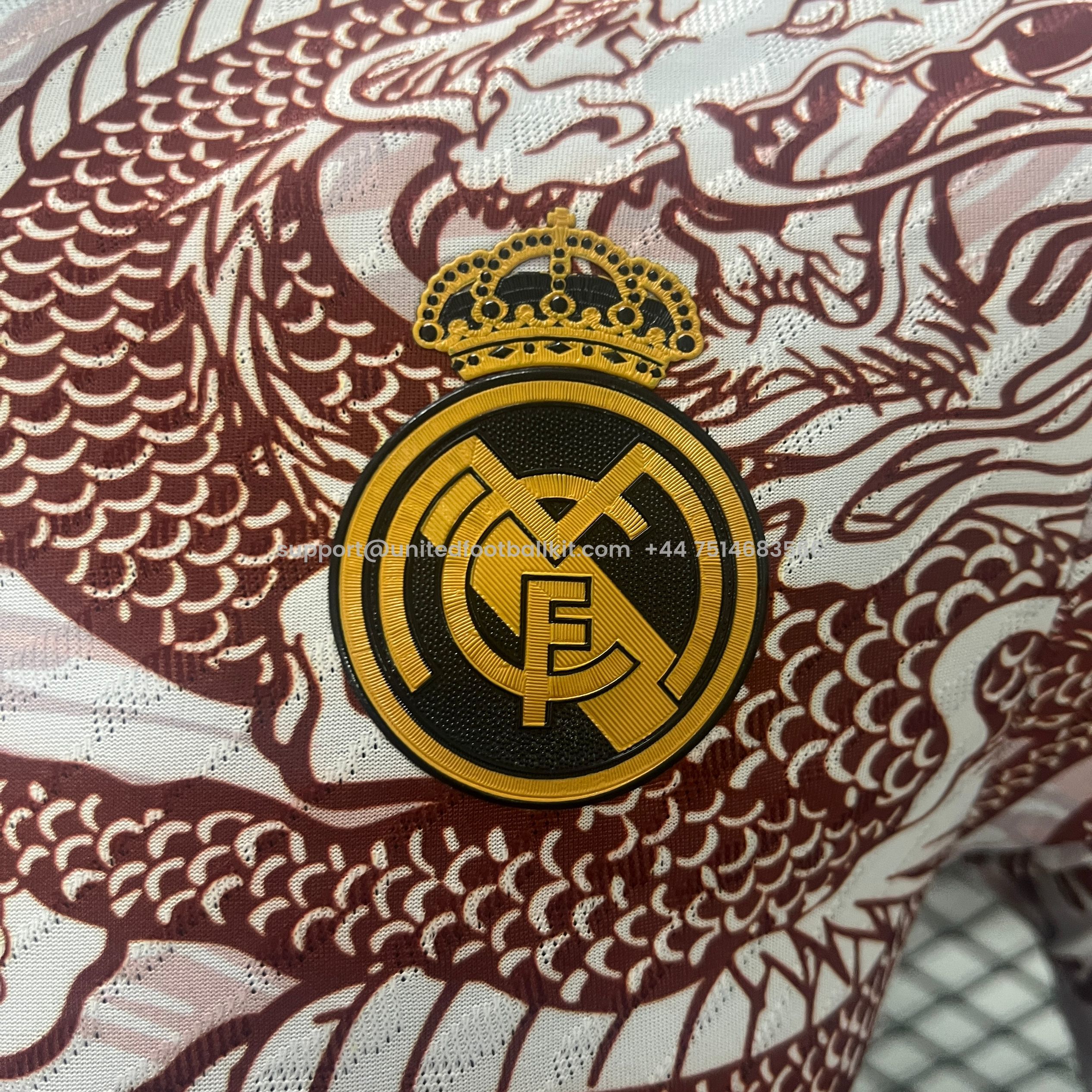 Unitedfootballkit.com | Real Madrid 24-25 Red Dragon Special Edition White Jersey - Player Version -Customize Name, Number and Patch | Worldwide Shipping