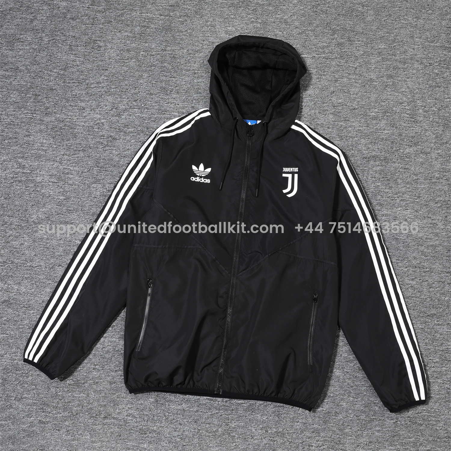 Unitedfootballkit.com | Juventus 25-26 Terrace Icon Windbreaker Jacket - Black -Customize Name, Number and Patch | Worldwide Shipping