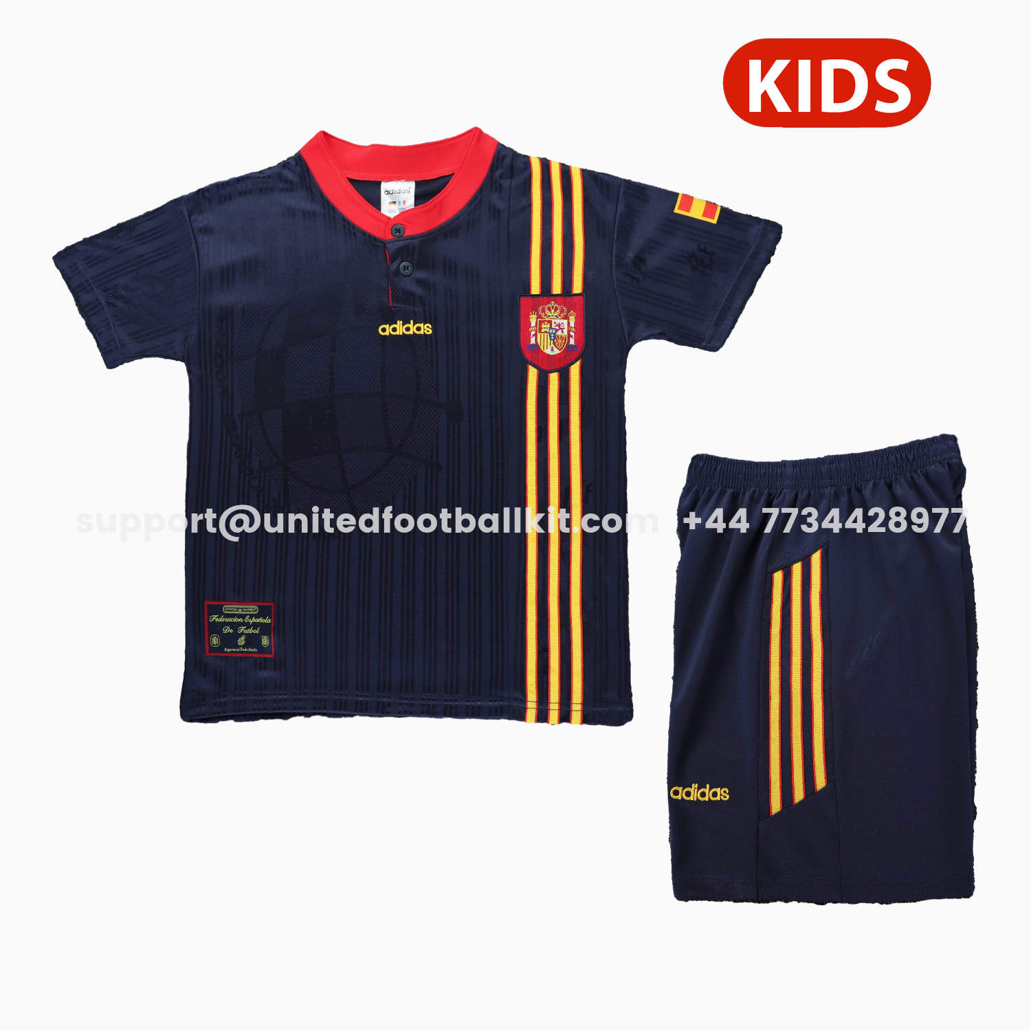 Unitedfootballkit.com | Retro Spain 1996 Away Kids Kit -Customize Name, Number and Patch | Worldwide Shipping