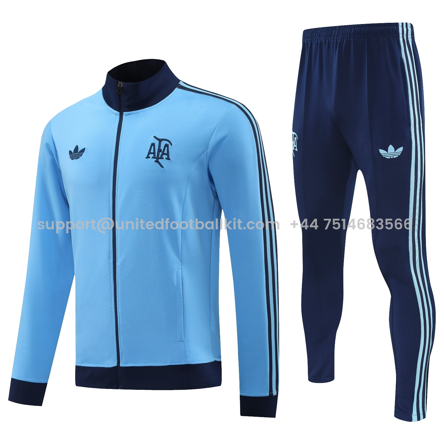 Unitedfootballkit.com | Argentina 24-25 Throwback Jacket Training Tracksuit - Blue Jackets & Deep Blue Pants -Customize Name, Number and Patch | Worldwide Shipping