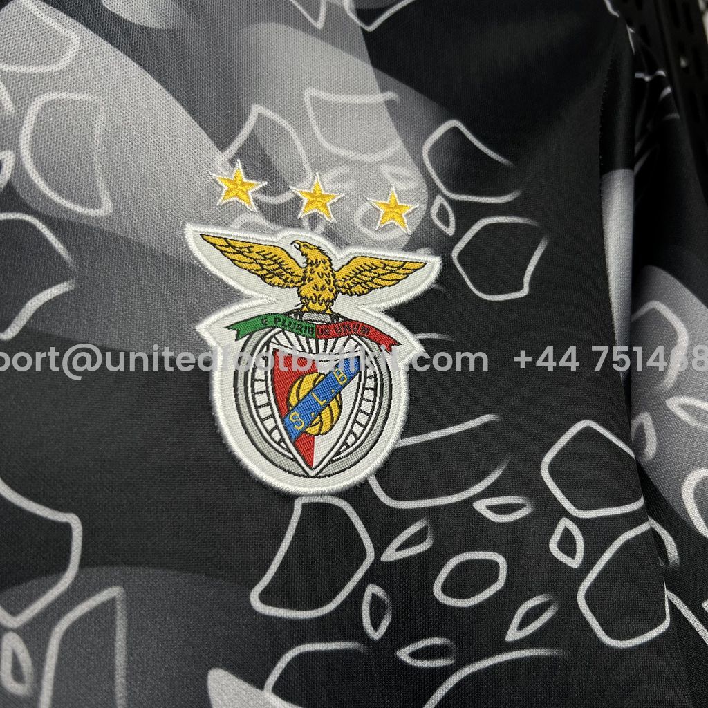 Unitedfootballkit.com | Benfica 24-25 Black Pre-match Training Jersey - Fans Version -Customize Name, Number and Patch | Worldwide Shipping