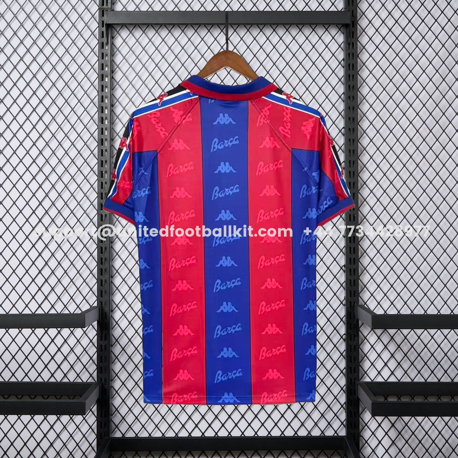 Unitedfootballkit.com | Retro Barcelona 1995-97 Home Jersey -Customize Name, Number and Patch | Worldwide Shipping