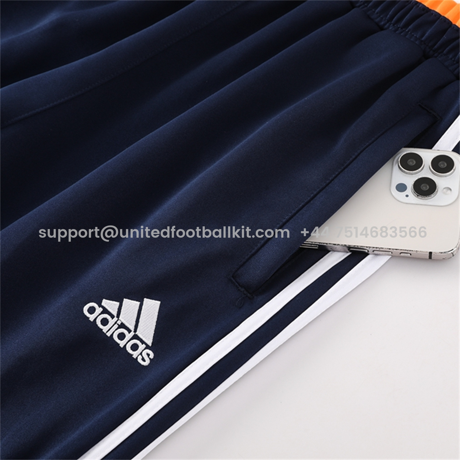 Unitedfootballkit.com | Real Madrid 25-26 Jacket Training Tracksuit - Royal Blue Jackets & Pants with Orange Lines -Customize Name, Number and Patch | Worldwide Shipping