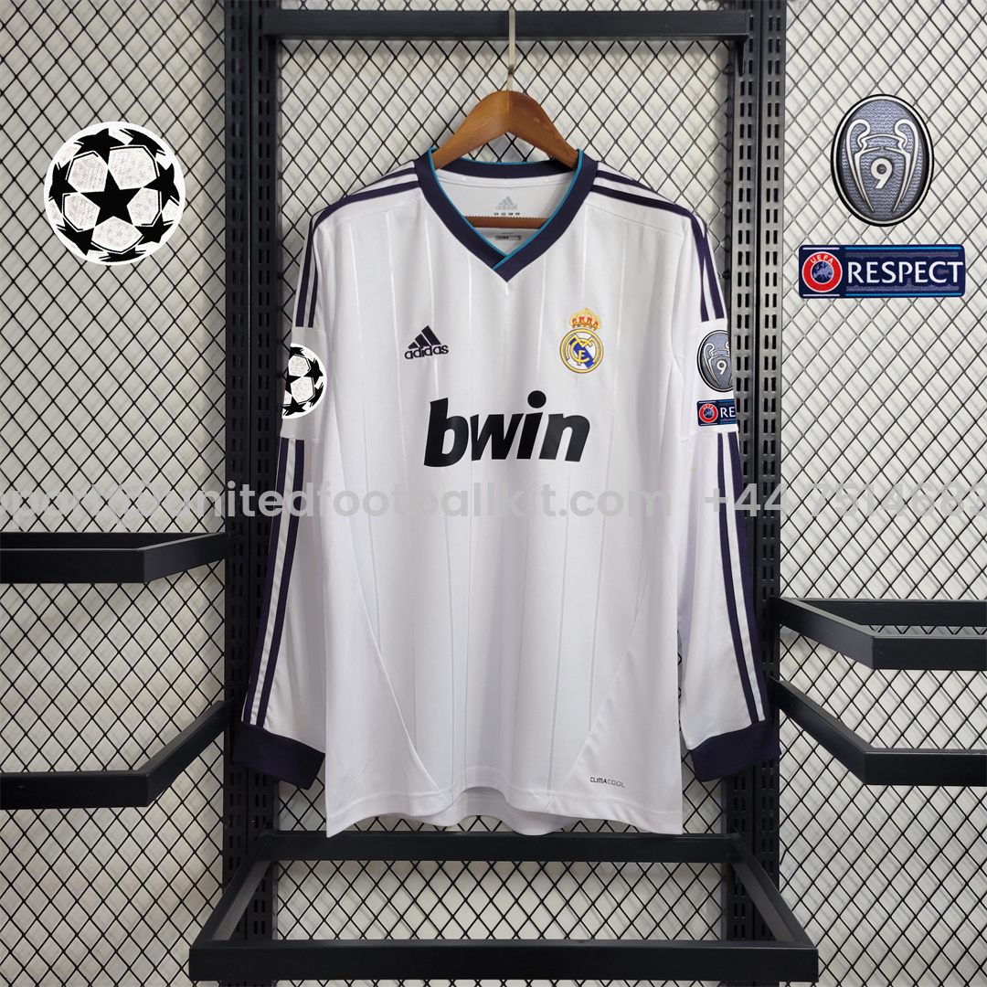 Unitedfootballkit.com | Retro Real Madrid 12-13 Home Long Sleeve Jersey -Customize Name, Number and Patch | Worldwide Shipping