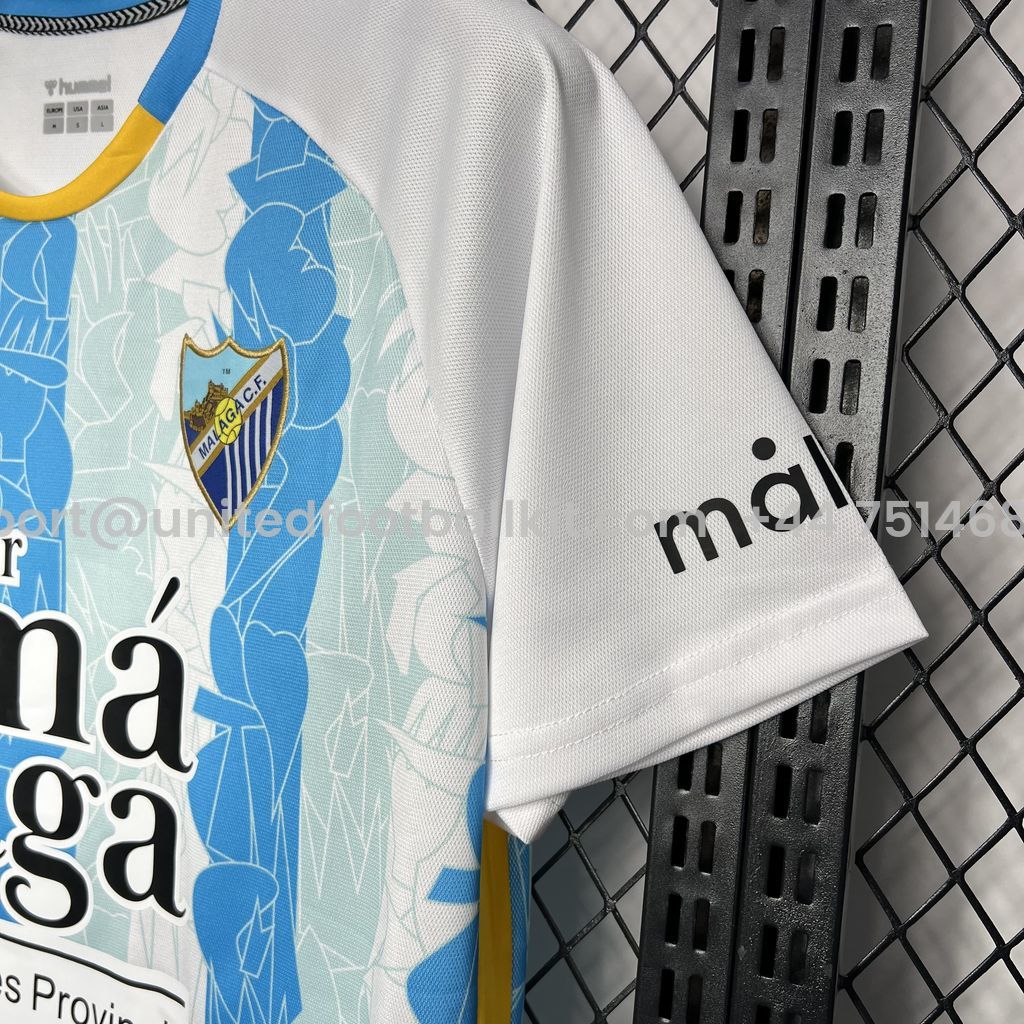 Unitedfootballkit.com | Malaga 24-25 Home Stadium Jersey - Fans Version -Customize Name, Number and Patch | Worldwide Shipping