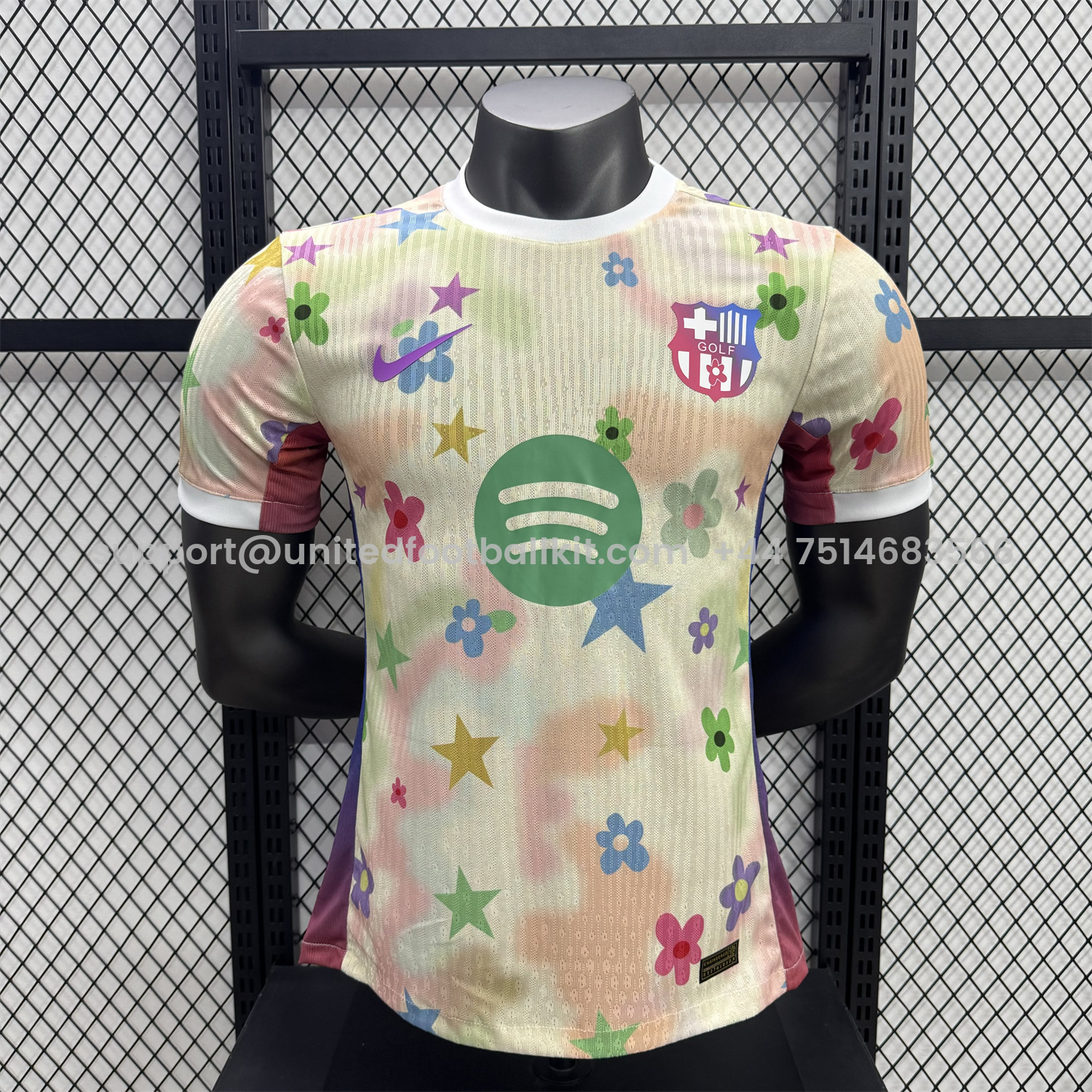 Unitedfootballkit.com | Barcelona 25-26 Golf Color Petals Special Yellow Jersey - Player Version -Customize Name, Number and Patch | Worldwide Shipping