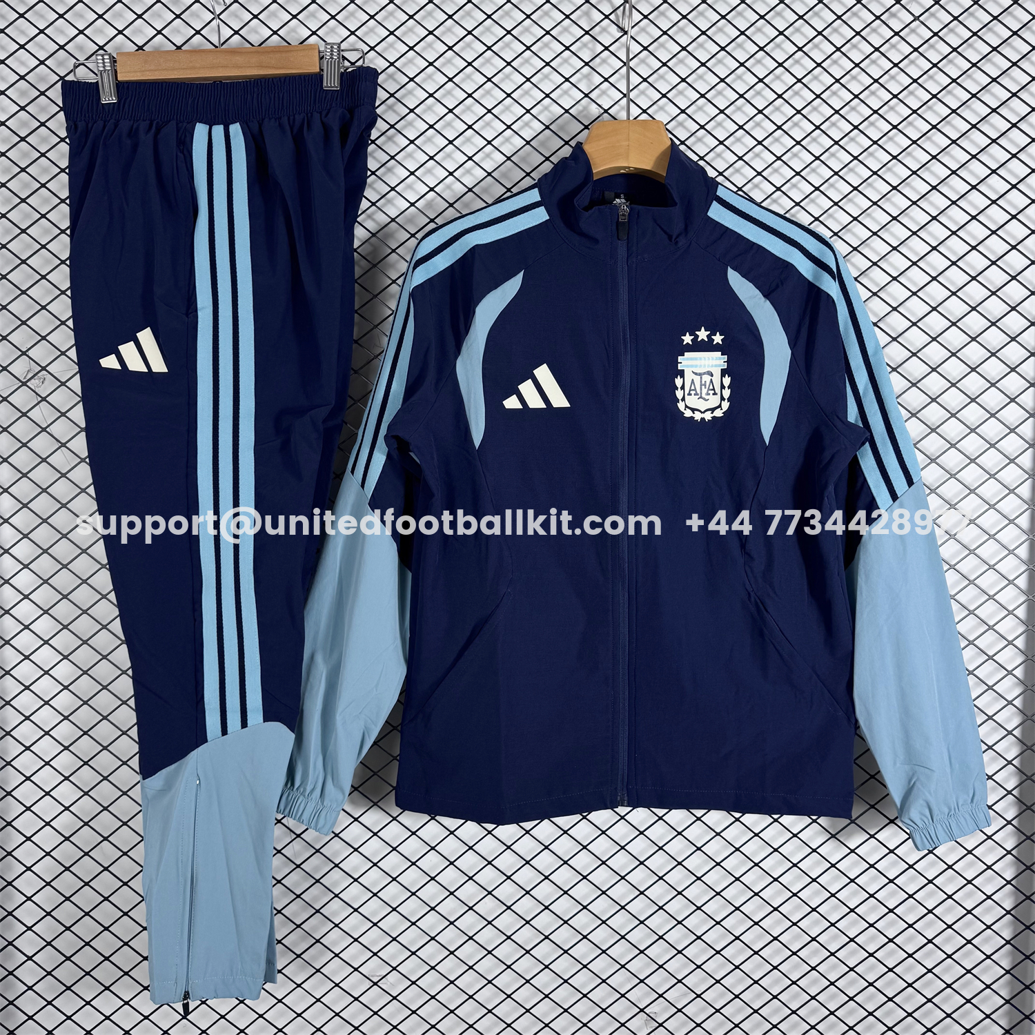 Unitedfootballkit.com | Argentina 2026 Windbreaker Training Set - Dark Blue Top and Pants -Customize Name, Number and Patch | Worldwide Shipping