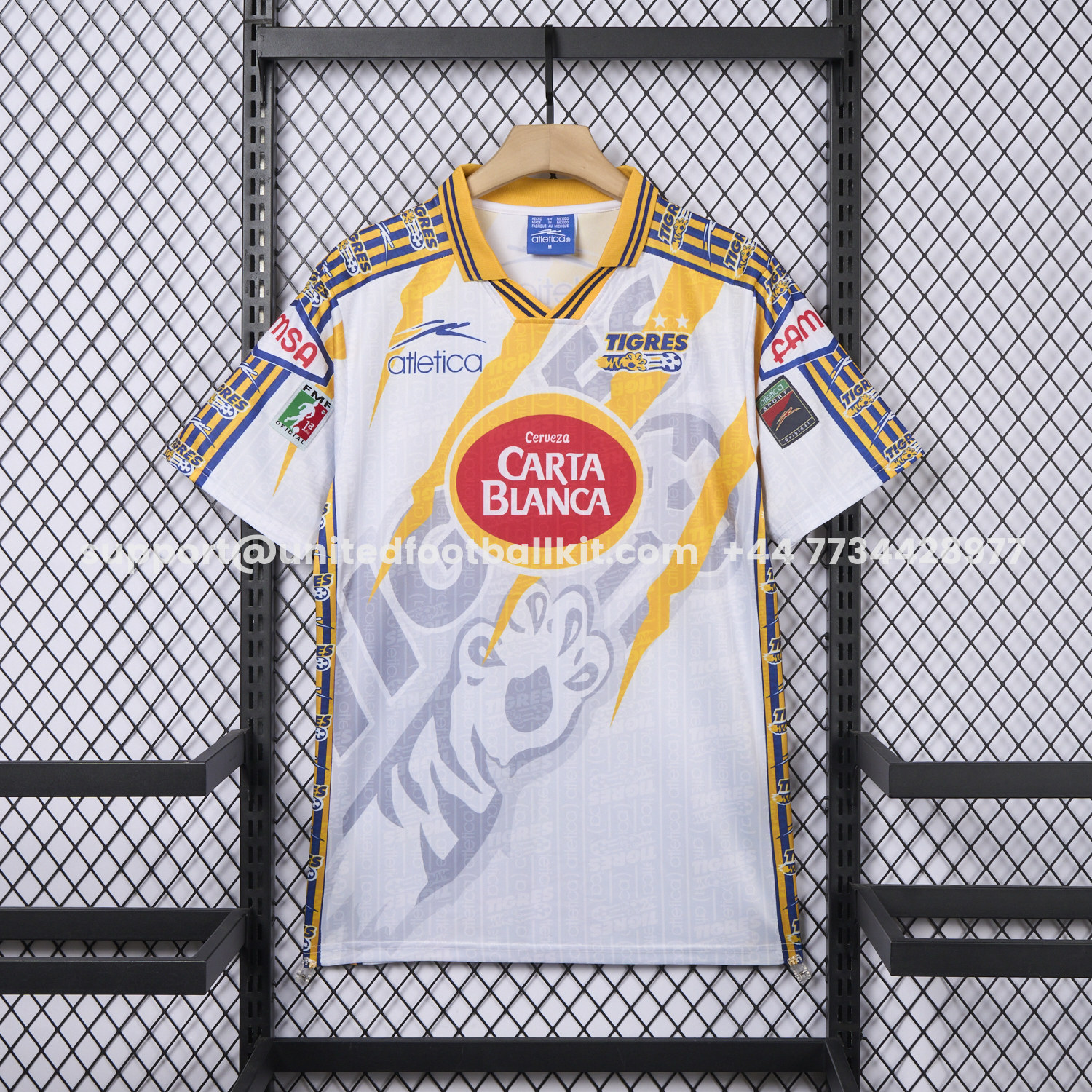 Unitedfootballkit.com | Retro Tigres UANL 1997-98 Away White Jersey -Customize Name, Number and Patch | Worldwide Shipping
