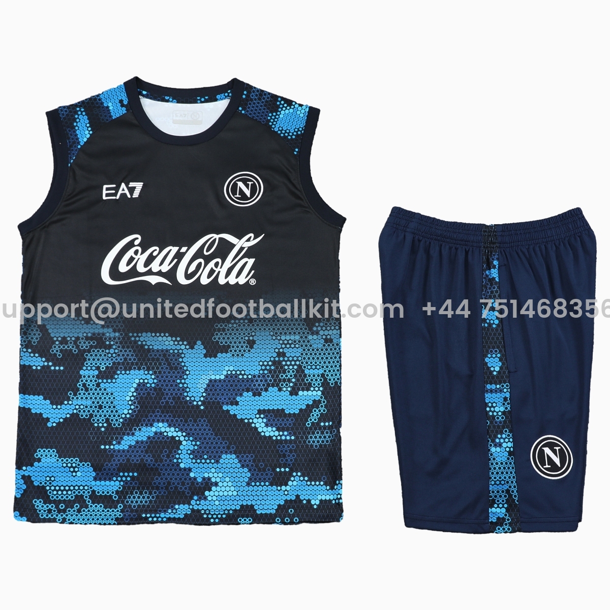 Unitedfootballkit.com | Napoli 24-25 Vest Training Set - Blue Vest & Shorts -Customize Name, Number and Patch | Worldwide Shipping