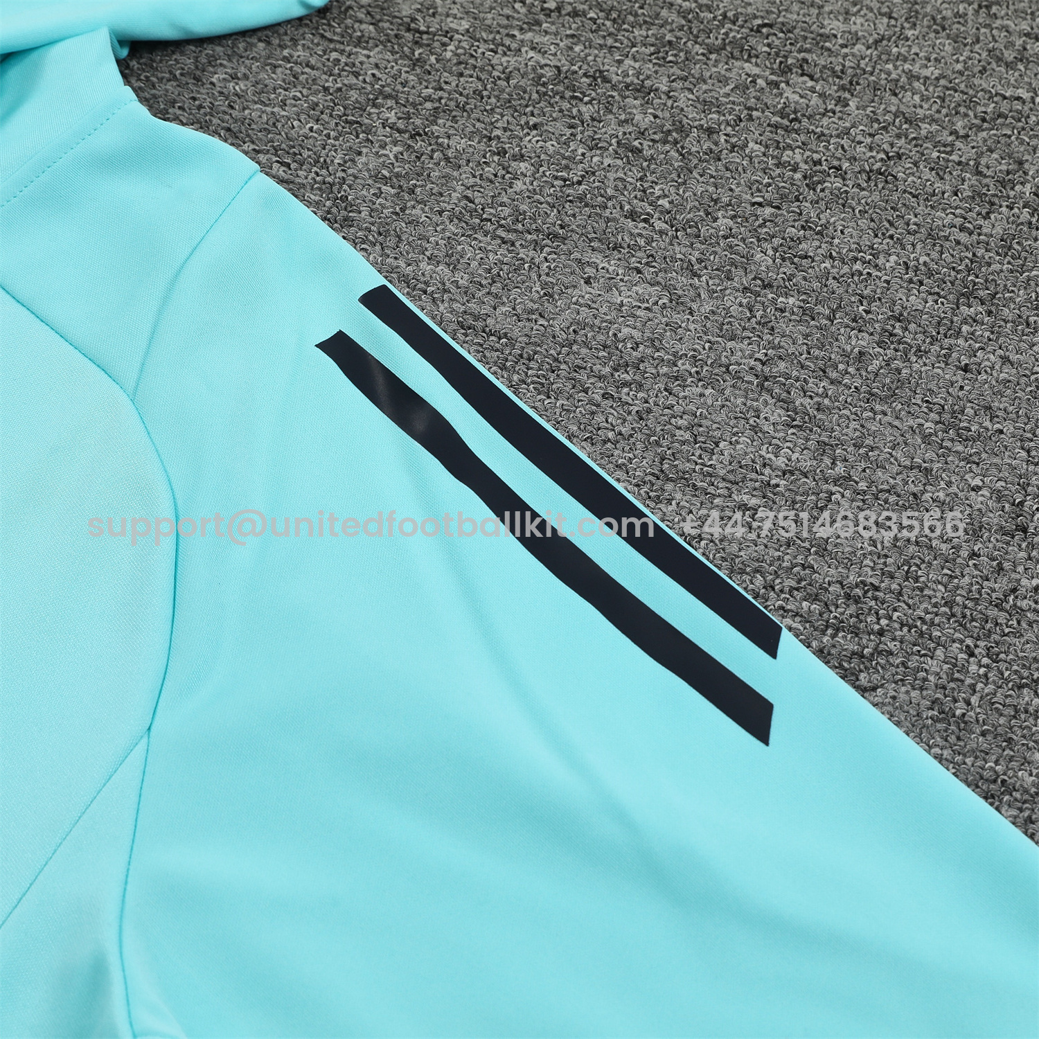 Unitedfootballkit.com | Real Madrid 24-25 Training Hoodie Set - Cyan Hoodie and Deep Blue Pants -Customize Name, Number and Patch | Worldwide Shipping
