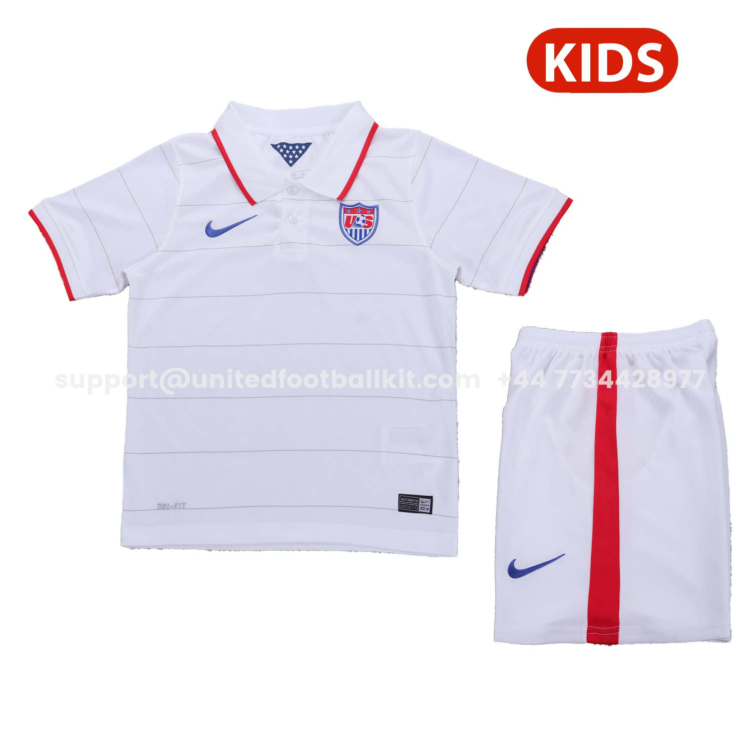 Unitedfootballkit.com | Retro United States USA 2014 Home Kids Kit -Customize Name, Number and Patch | Worldwide Shipping