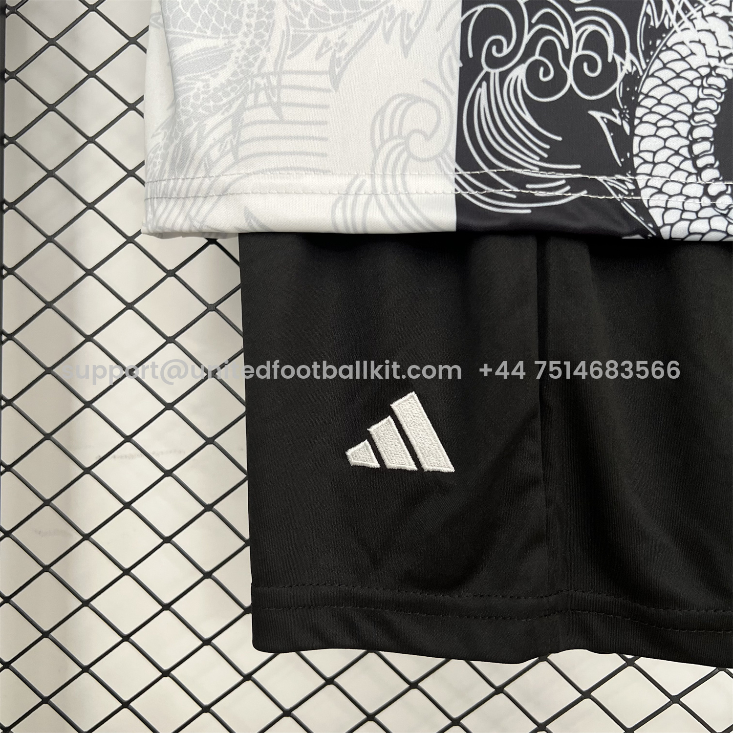 Unitedfootballkit.com | Real Madrid 25-26 Dragon White And Black Special Kids Kit -Customize Name, Number and Patch | Worldwide Shipping