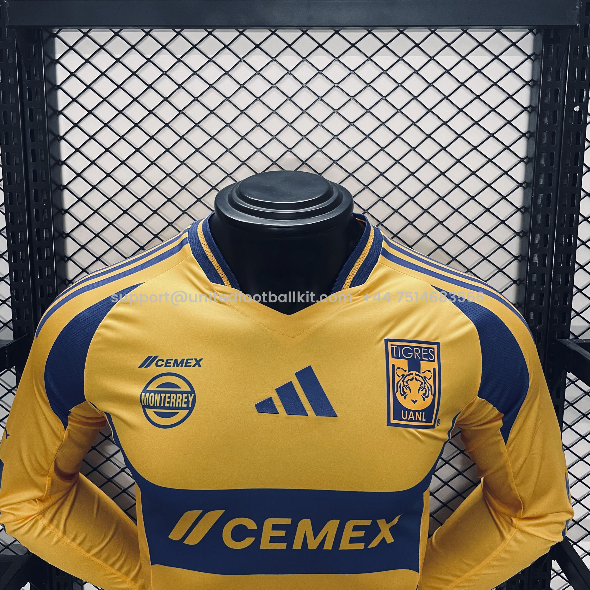 Unitedfootballkit.com | Tigres UANL 24-25 Home Long Sleeves Jersey - Player Version -Customize Name, Number and Patch | Worldwide Shipping