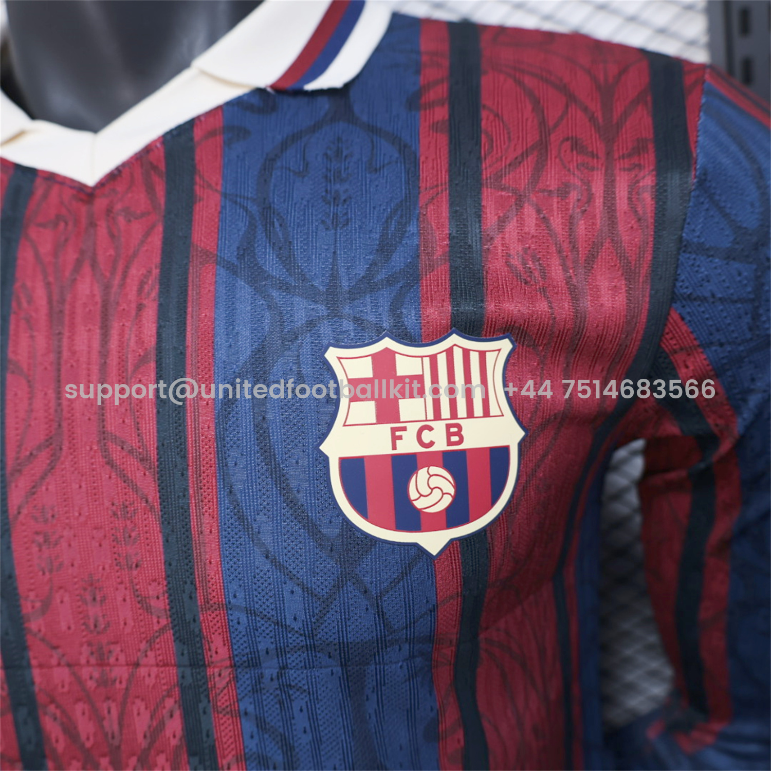 Unitedfootballkit.com | Barcelona 25-26 125th Anniversary Throwback Long Sleeves Jersey - Player Version -Customize Name, Number and Patch | Worldwide Shipping