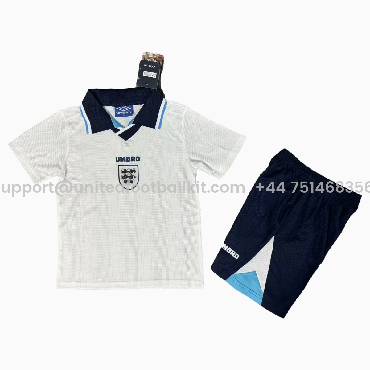 Unitedfootballkit.com | Retro England 1996 Home Kids Kit -Customize Name, Number and Patch | Worldwide Shipping