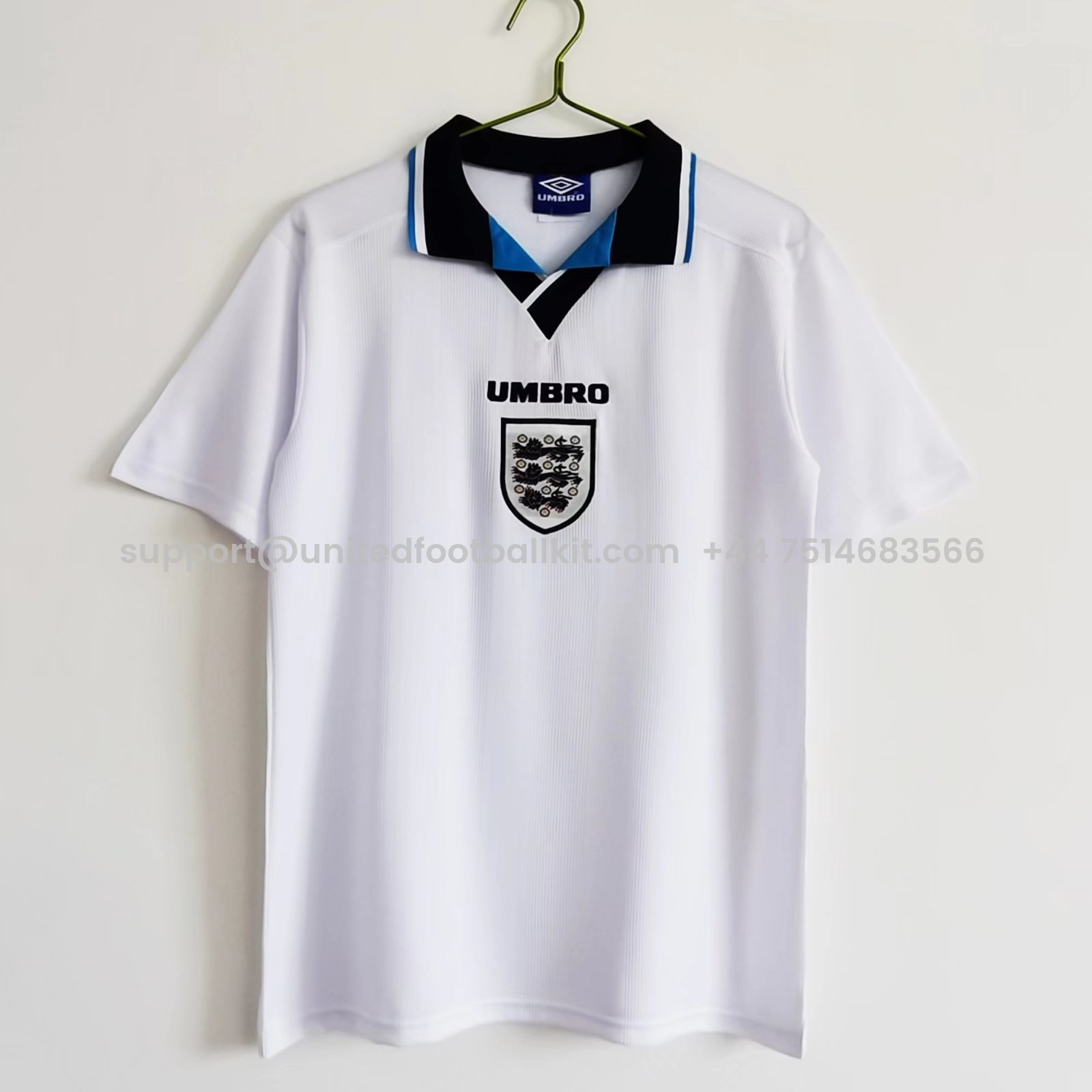 Unitedfootballkit.com | Retro England 1996 Home Stadium Jersey -Customize Name, Number and Patch | Worldwide Shipping