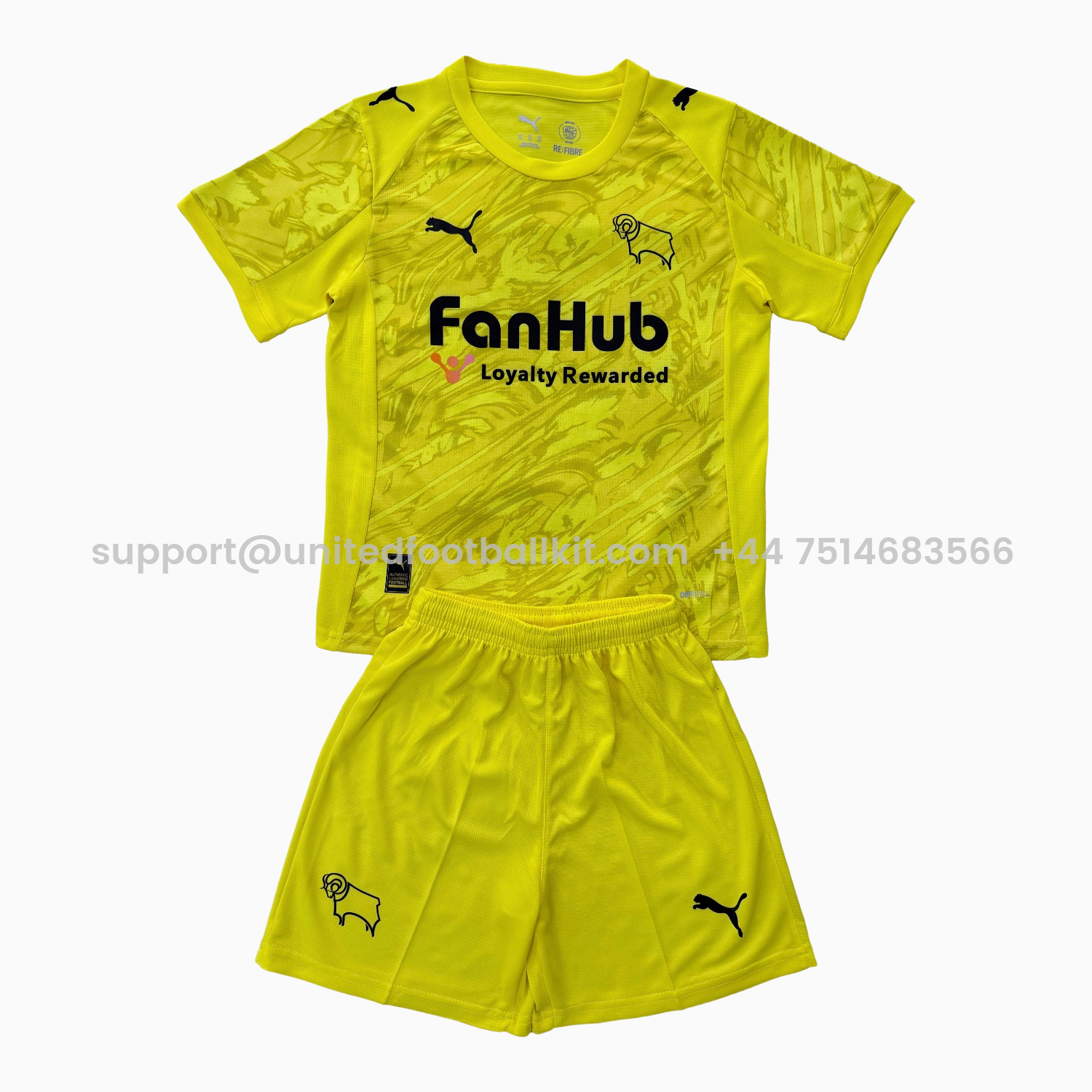 Unitedfootballkit.com | Derby County 25-26 Yellow Goalkeeper Men's Adult Jersey Set - Fans Version -Customize Name, Number and Patch | Worldwide Shipping