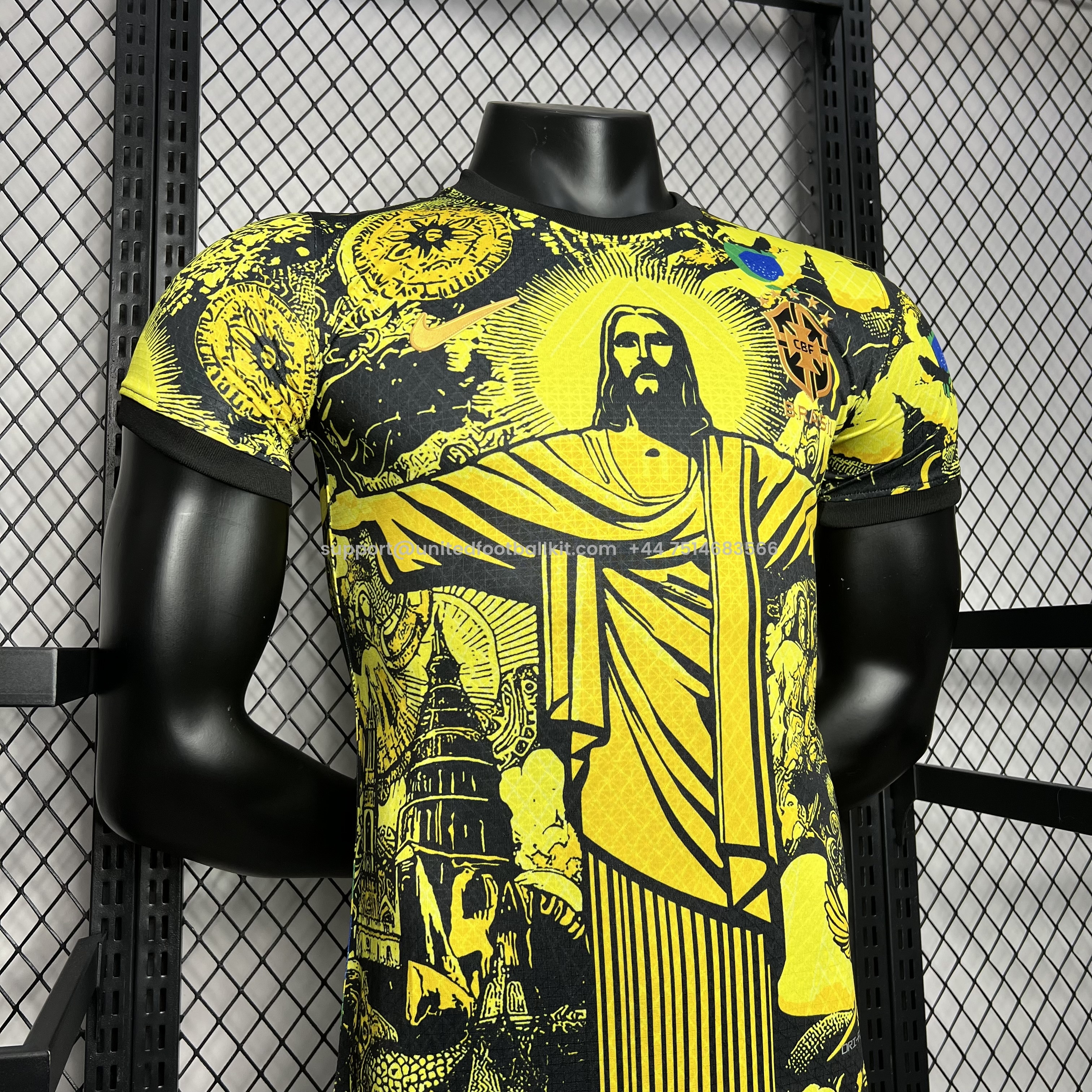 Unitedfootballkit.com | Brazil 2024 Yellow Christ the Redeemer Statue Jersey - Player Version -Customize Name, Number and Patch | Worldwide Shipping