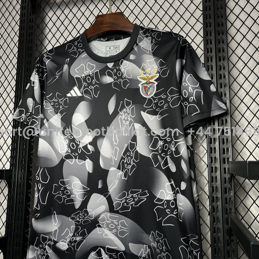 Unitedfootballkit.com | Benfica 24-25 Black Pre-match Training Jersey - Fans Version -Customize Name, Number and Patch | Worldwide Shipping