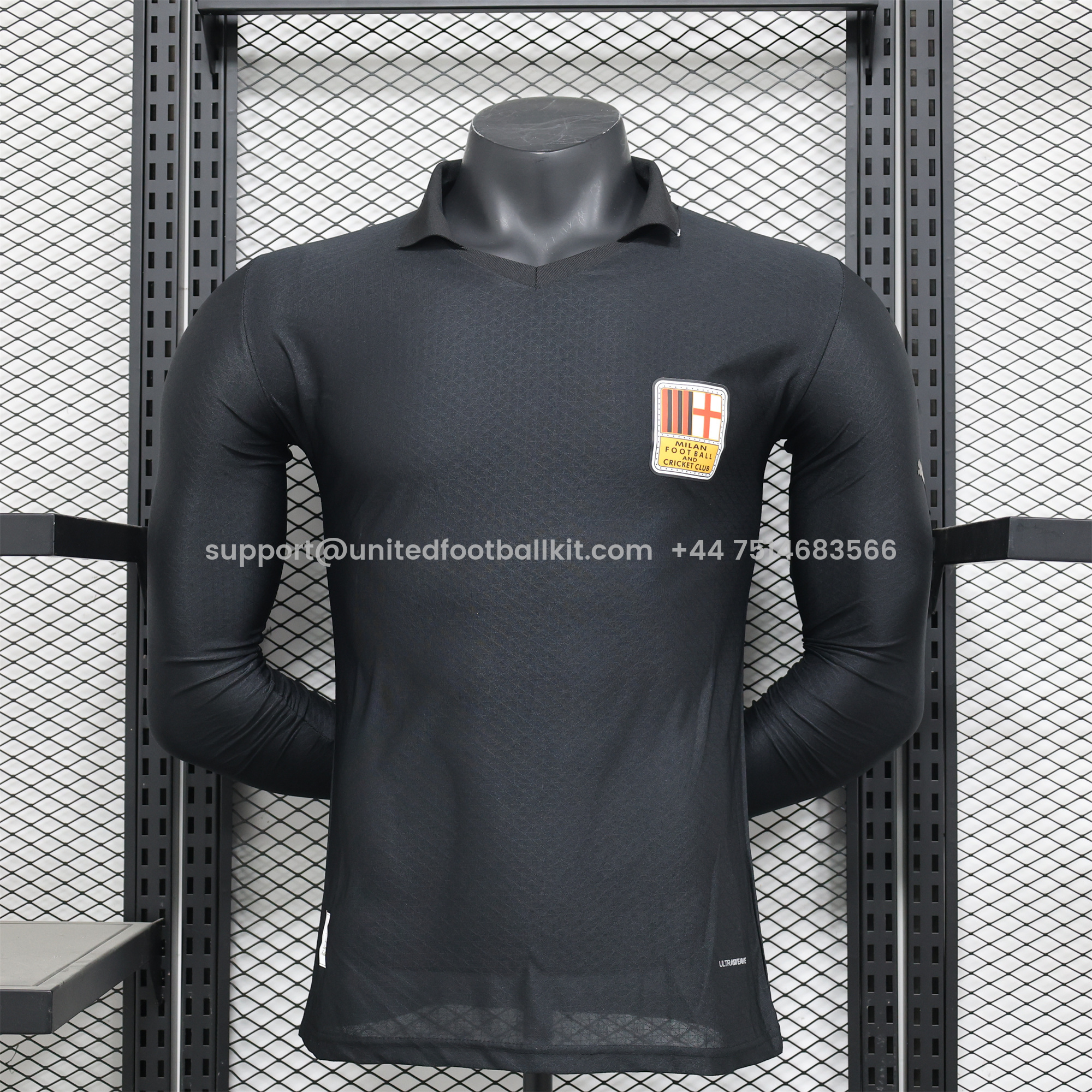 Unitedfootballkit.com | AC Milan 24-25 125th Anniversary Long Sleeves Black GK Jersey - Player Version -Customize Name, Number and Patch | Worldwide Shipping