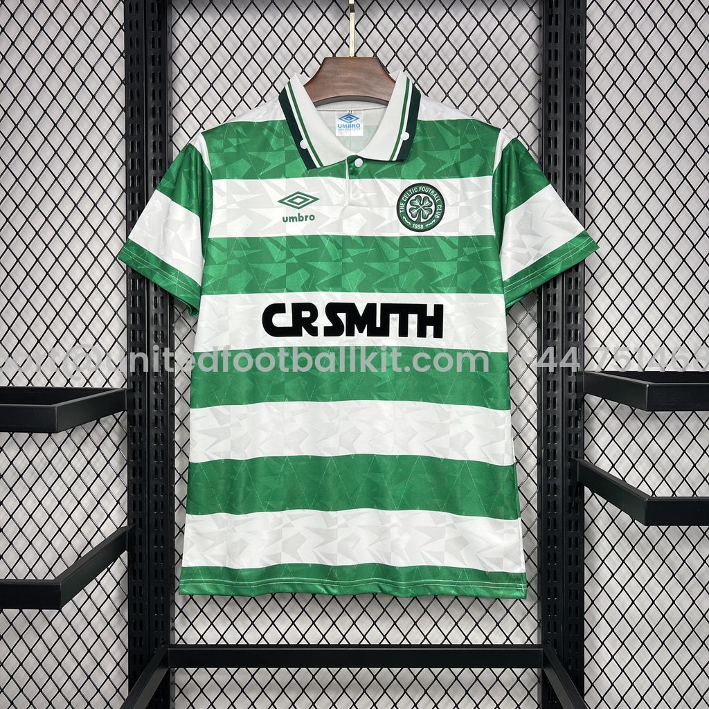 Unitedfootballkit.com | Retro Celtic 1989-91 Home Stadium Jersey -Customize Name, Number and Patch | Worldwide Shipping