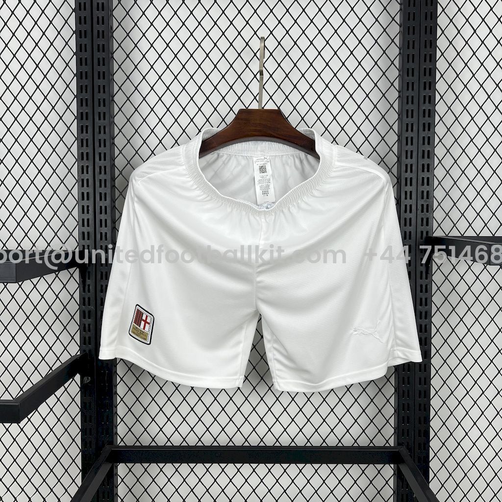 Unitedfootballkit.com | AC Milan 24-25 125th Anniversary Home White Shorts - Fans Version -Customize Name, Number and Patch | Worldwide Shipping