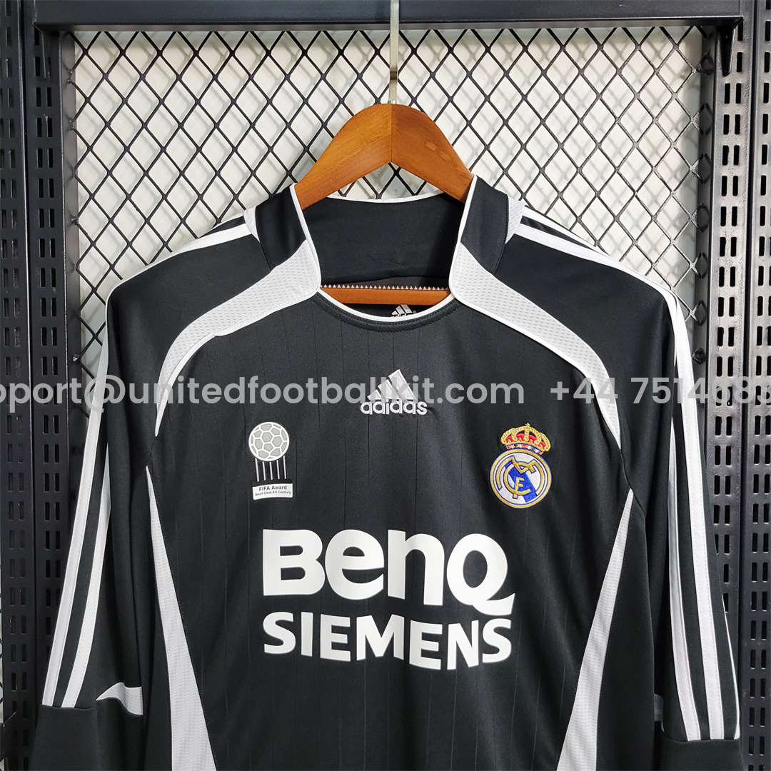 Unitedfootballkit.com | Retro Real Madrid 06-07 Away Long Sleeve Jersey -Customize Name, Number and Patch | Worldwide Shipping