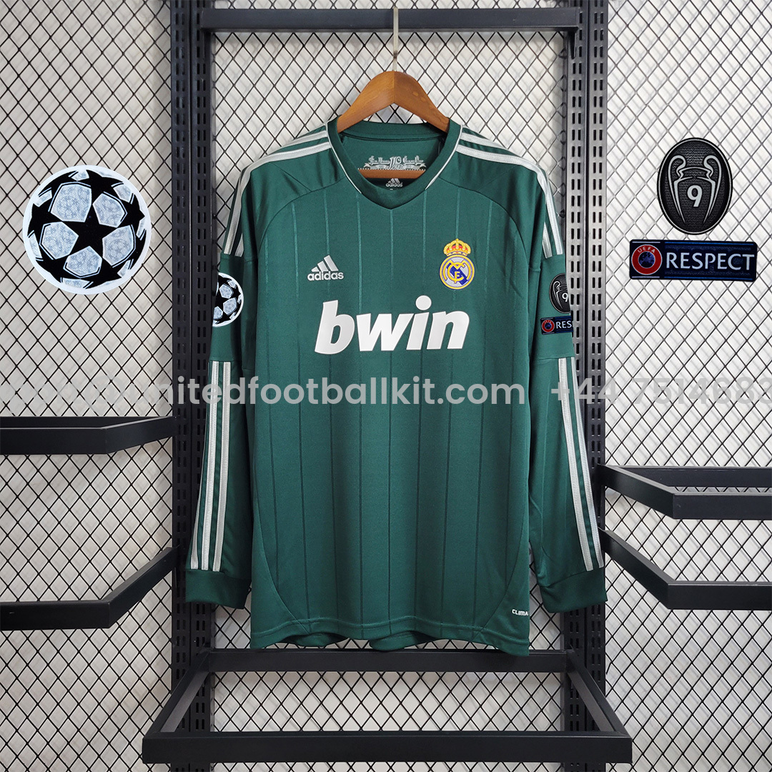 Unitedfootballkit.com | Retro Real Madrid 12-13 Third Away Long Sleeve Jersey -Customize Name, Number and Patch | Worldwide Shipping
