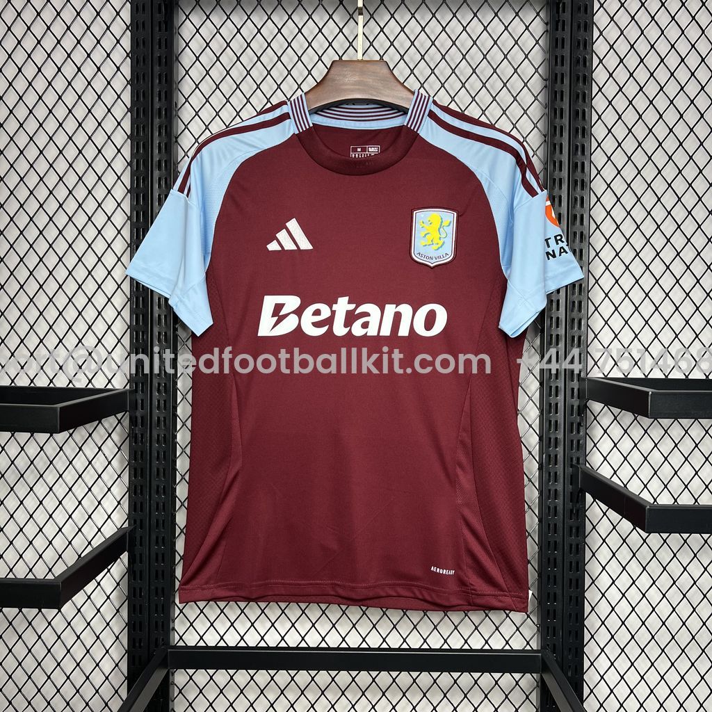 Unitedfootballkit.com | Aston Villa 24-25 Home Stadium Jersey - Fans Version -Customize Name, Number and Patch | Worldwide Shipping