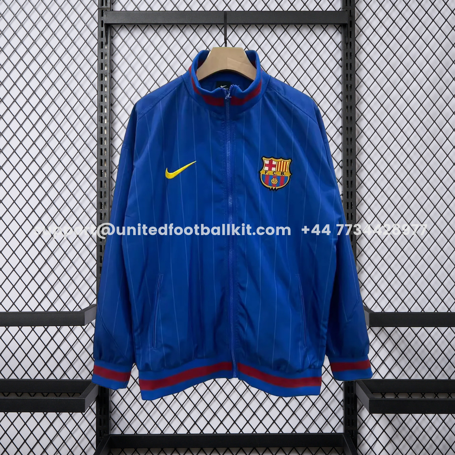 Unitedfootballkit.com | Barcelona 25-26 Windbreaker Jacket - Dark Blue -Customize Name, Number and Patch | Worldwide Shipping