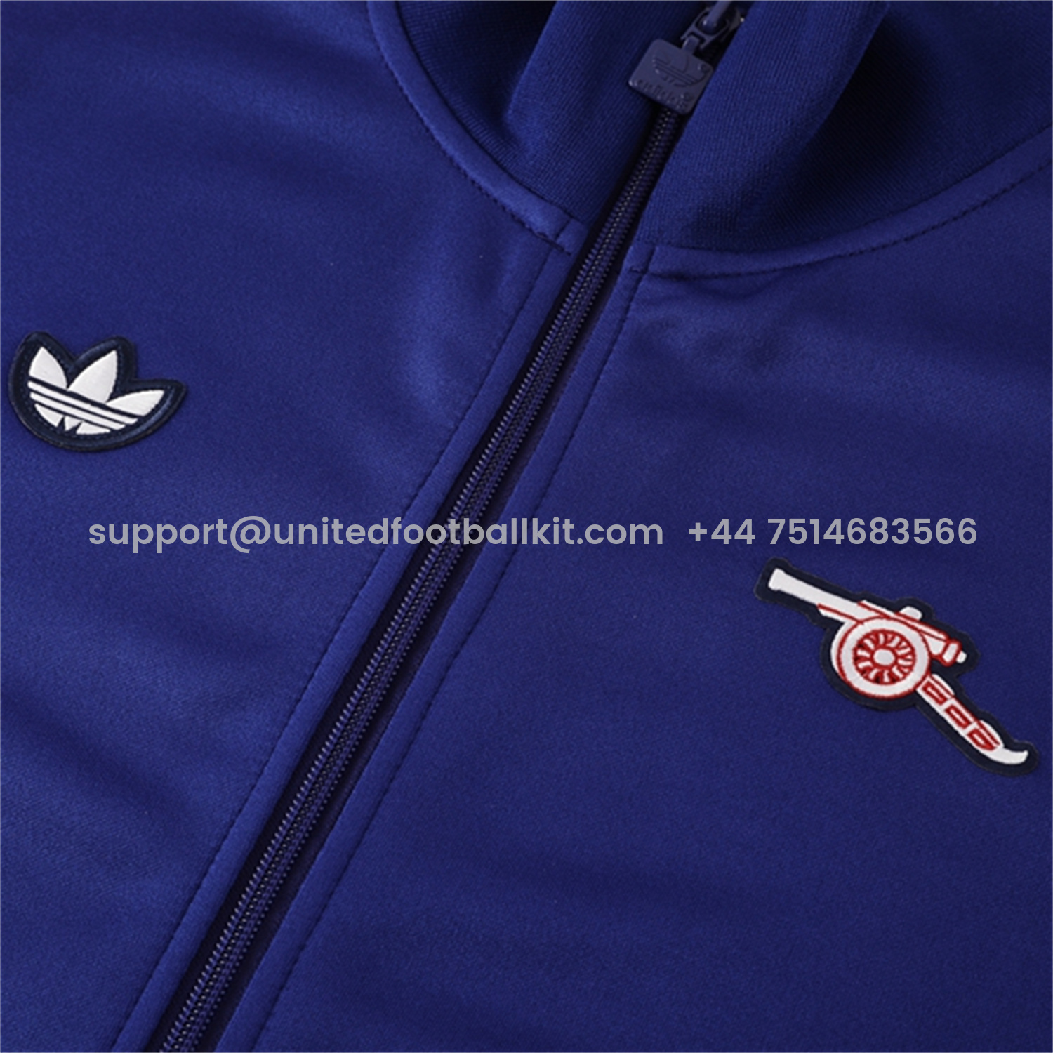 Unitedfootballkit.com | Arsenal 25-26 Throwback Trefoil Jacket Training Tracksuit - Royal Blue Jackets & Pants -Customize Name, Number and Patch | Worldwide Shipping