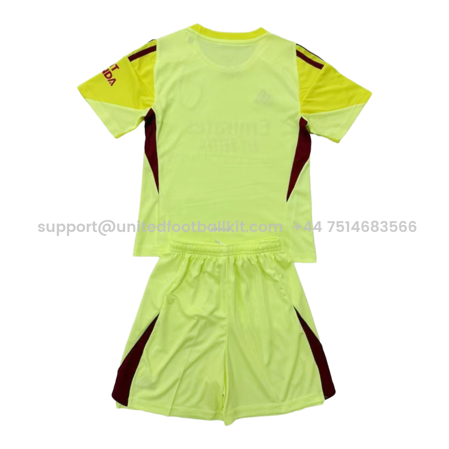 Unitedfootballkit.com | Arsenal 25-26 Light Yellow Goalkeeper Kids Kit -Customize Name, Number and Patch | Worldwide Shipping