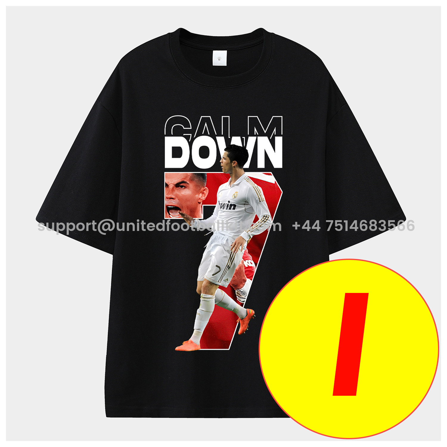 Unitedfootballkit.com | Cristiano Ronaldo Portugal Real Madrid Manchester United Unisex Pure Cotton T-shirt -Customize Name, Number and Patch | Worldwide Shipping