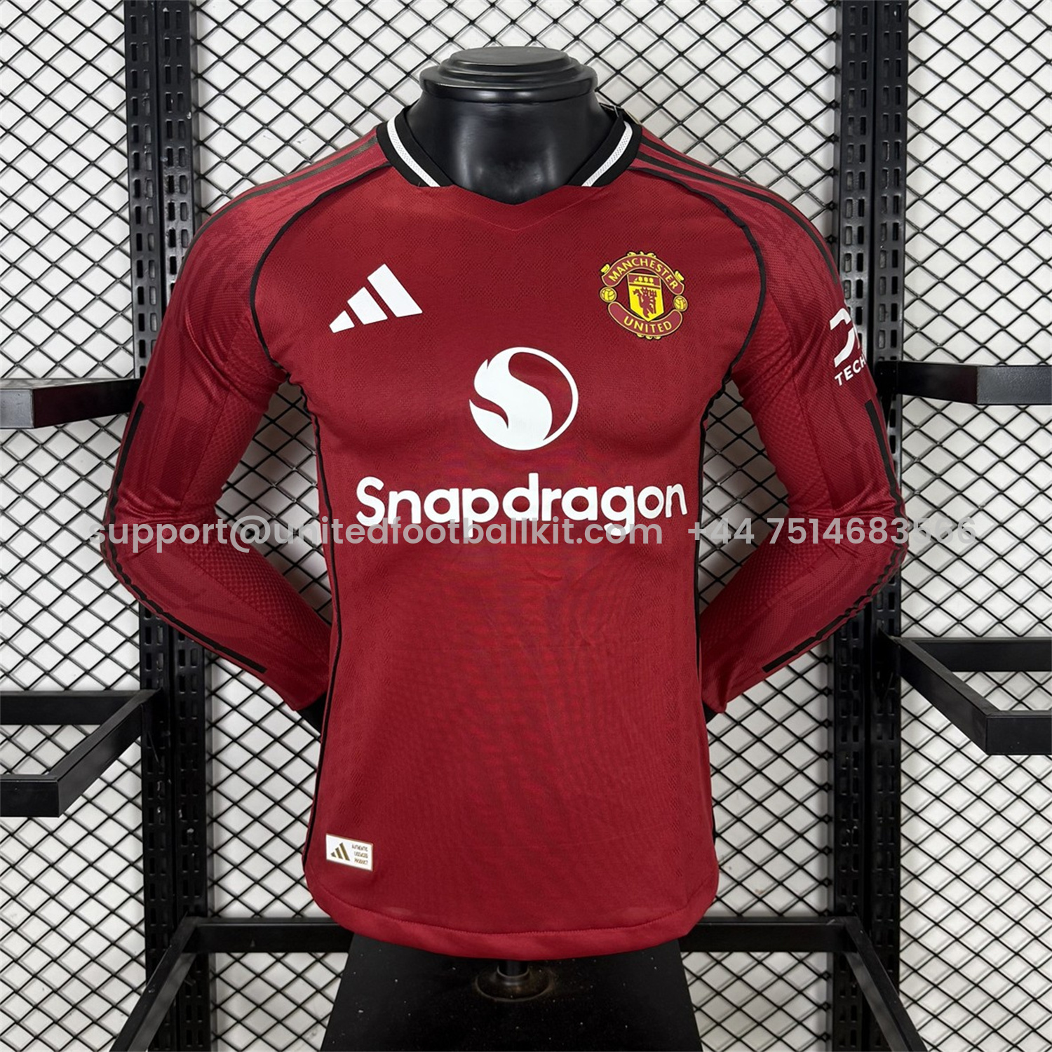 Unitedfootballkit.com | Manchester United 25-26 Home Long Sleeves Jersey - Player Version -Customize Name, Number and Patch | Worldwide Shipping