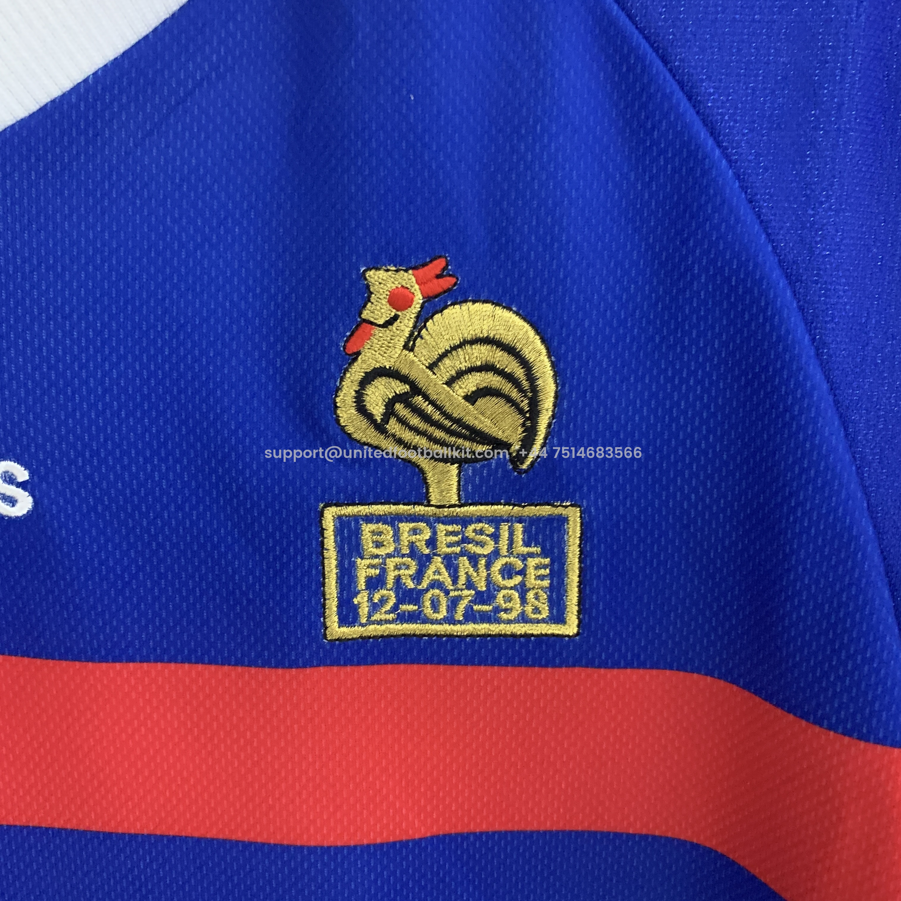 Unitedfootballkit.com | Retro France 1998 Home Stadium Long Sleeve Jersey -Customize Name, Number and Patch | Worldwide Shipping