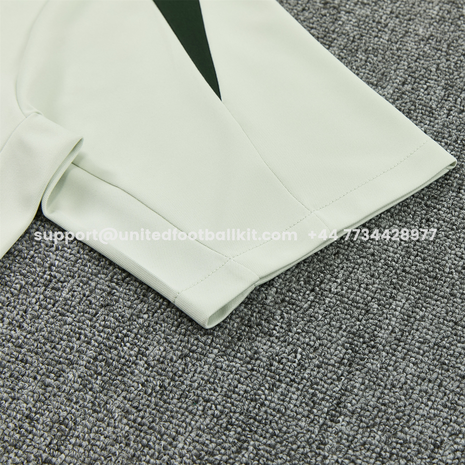 Unitedfootballkit.com | C.H.E.L.S.E.A 25-26 Short-Sleeve Training Set - Light Gray With Dark Green Accents Top & Dark Green Pants -Customize Name, Number and Patch | Worldwide Shipping