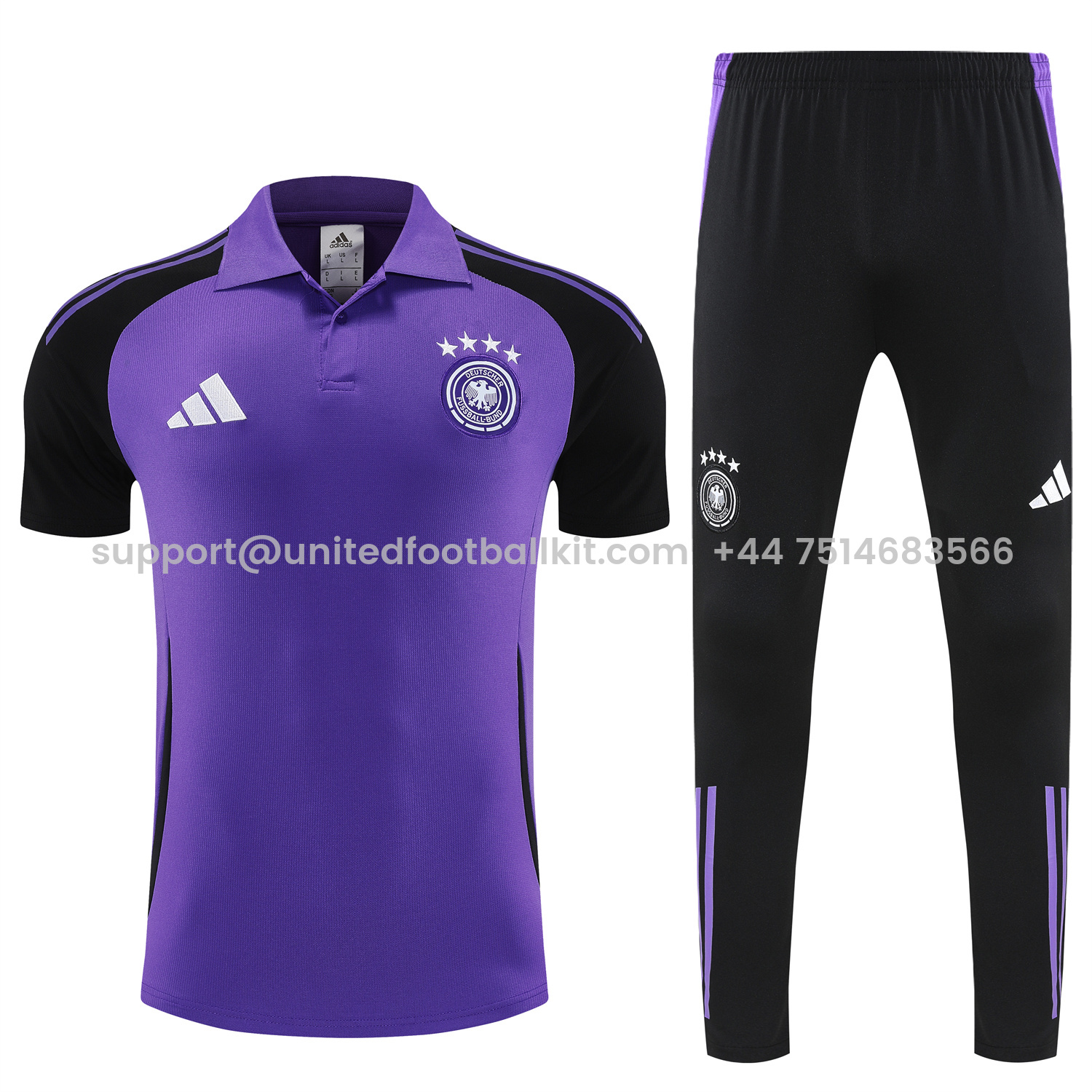 Unitedfootballkit.com | Germany 25-26 POLO Short-Sleeve Training Set - Purple Top Black Pants -Customize Name, Number and Patch | Worldwide Shipping