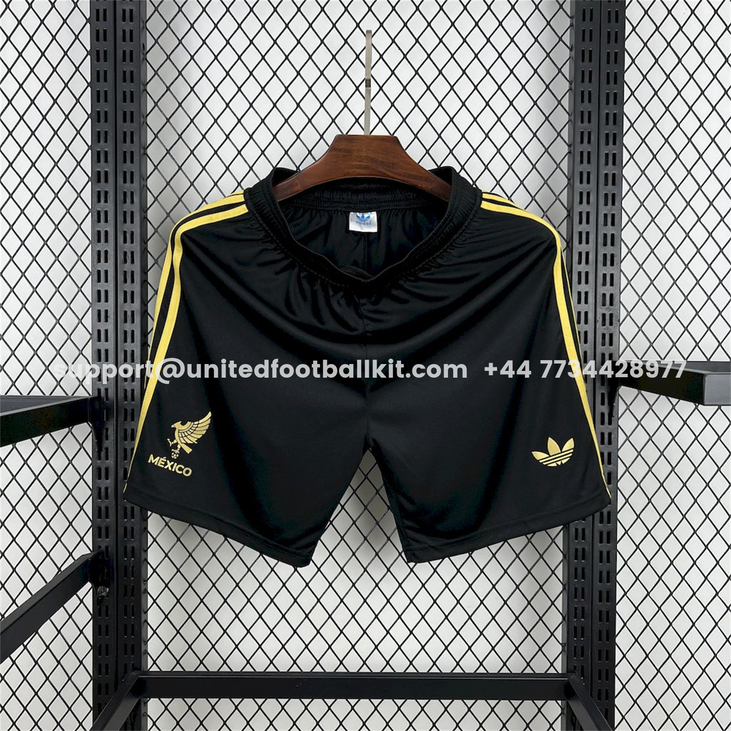 Unitedfootballkit.com | Mexico 2025 Gold Cup Black Shorts - Fans Version -Customize Name, Number and Patch | Worldwide Shipping