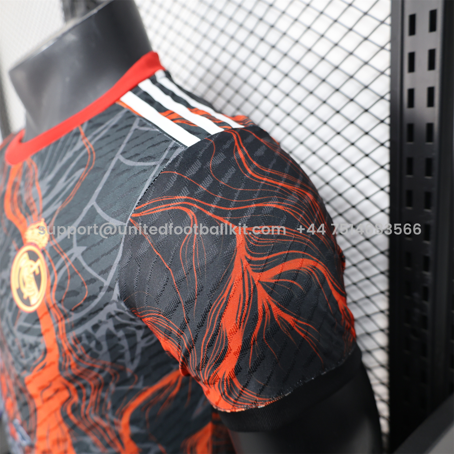 Unitedfootballkit.com | Real Madrid 25-26 Grey Chinese Loong and Red Fire Black Jersey - Player Version -Customize Name, Number and Patch | Worldwide Shipping