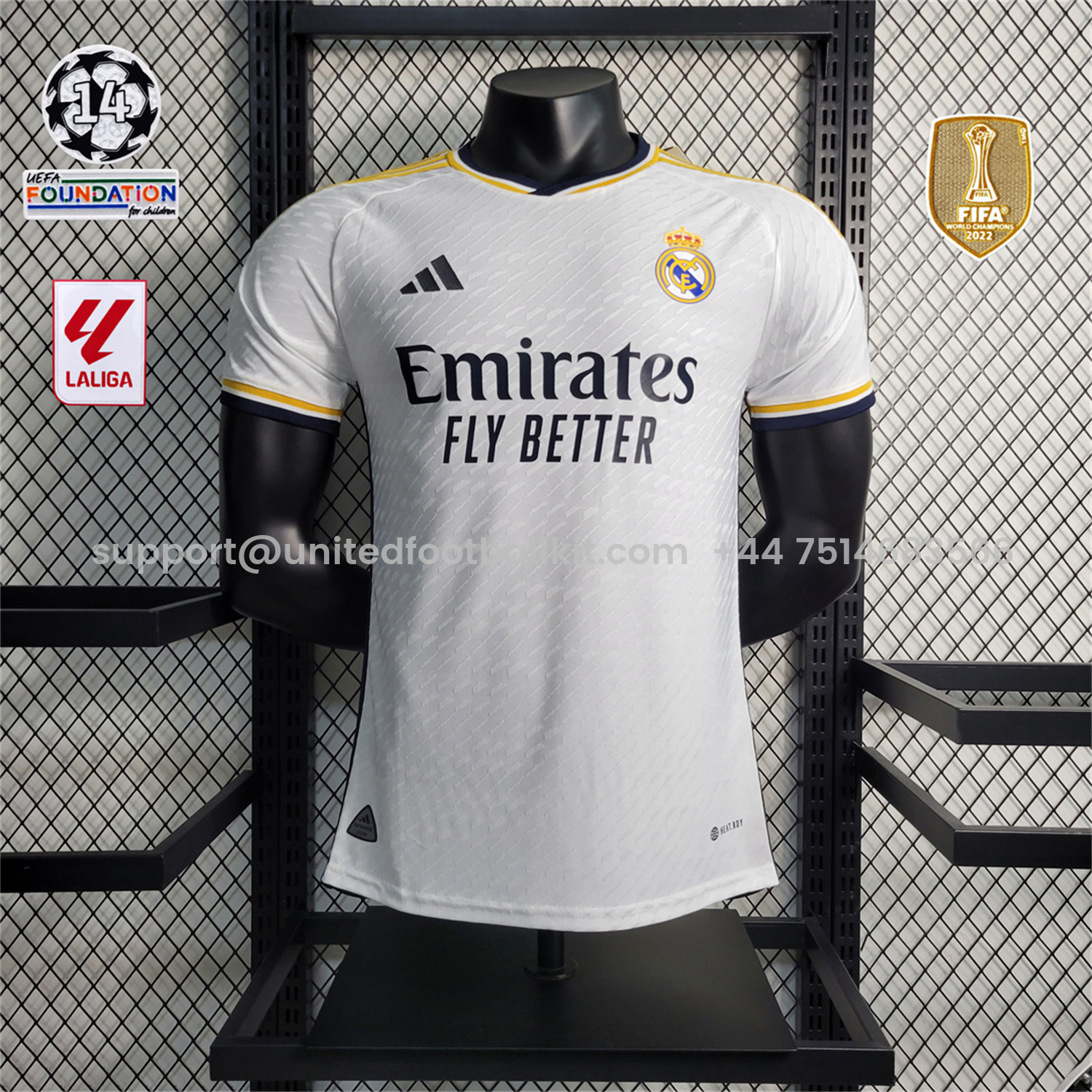 Unitedfootballkit.com | Retro Real Madrid 2023-24 Home Jersey - Player Version -Customize Name, Number and Patch | Worldwide Shipping