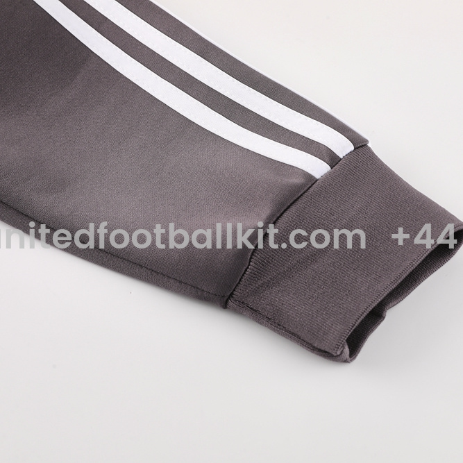Unitedfootballkit.com | Real Madrid 24-25 Trefoil Vintage Jacket Training Tracksuit - Grey -Customize Name, Number and Patch | Worldwide Shipping