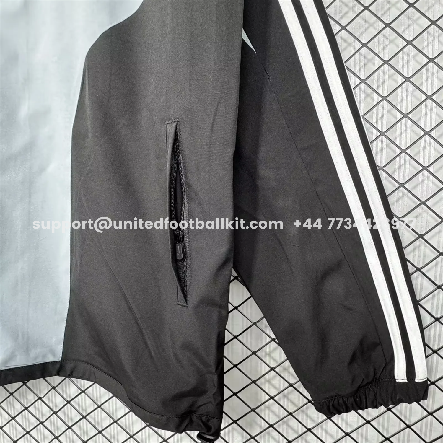 Unitedfootballkit.com | Retro Real Madrid 2004-05 Home Windbreaker Jacket - Grey -Customize Name, Number and Patch | Worldwide Shipping