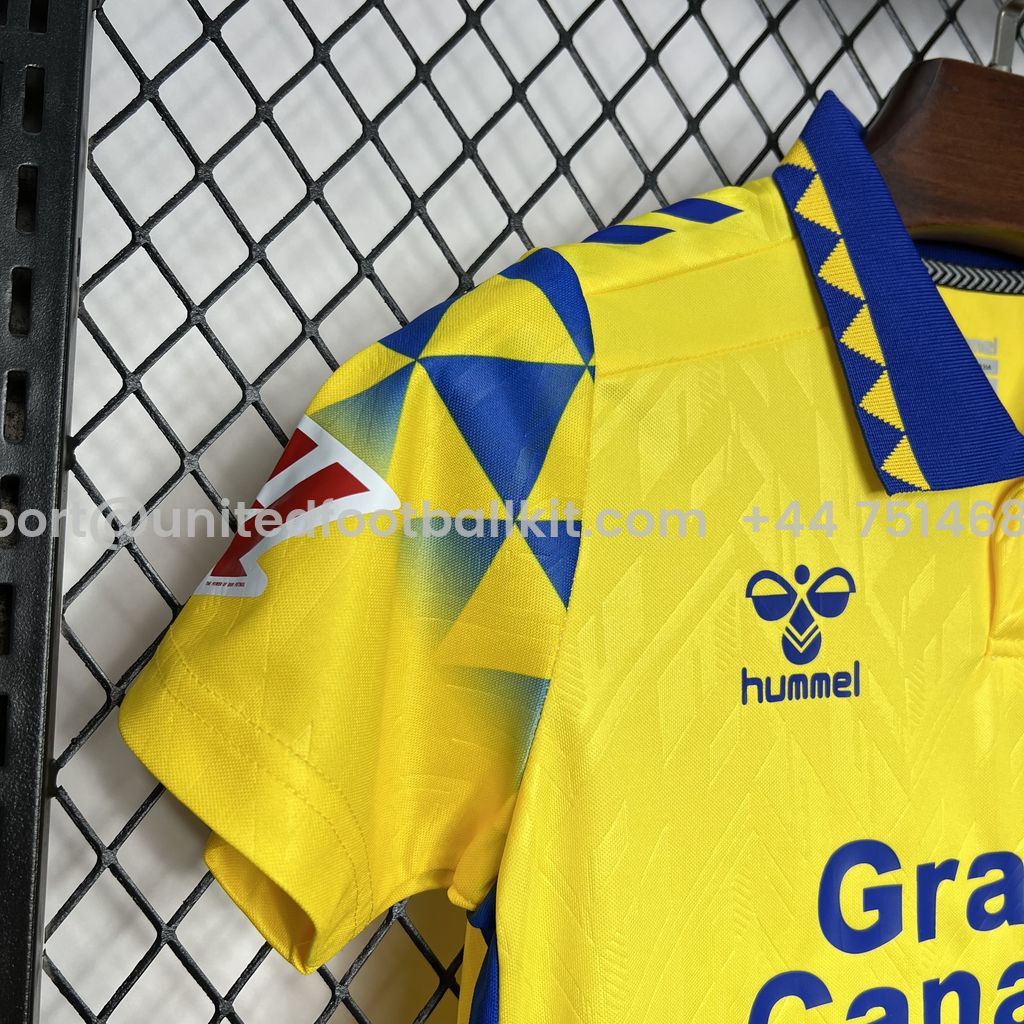 Unitedfootballkit.com | Las Palmas 24-25 Home Stadium Kids Kit -Customize Name, Number and Patch | Worldwide Shipping