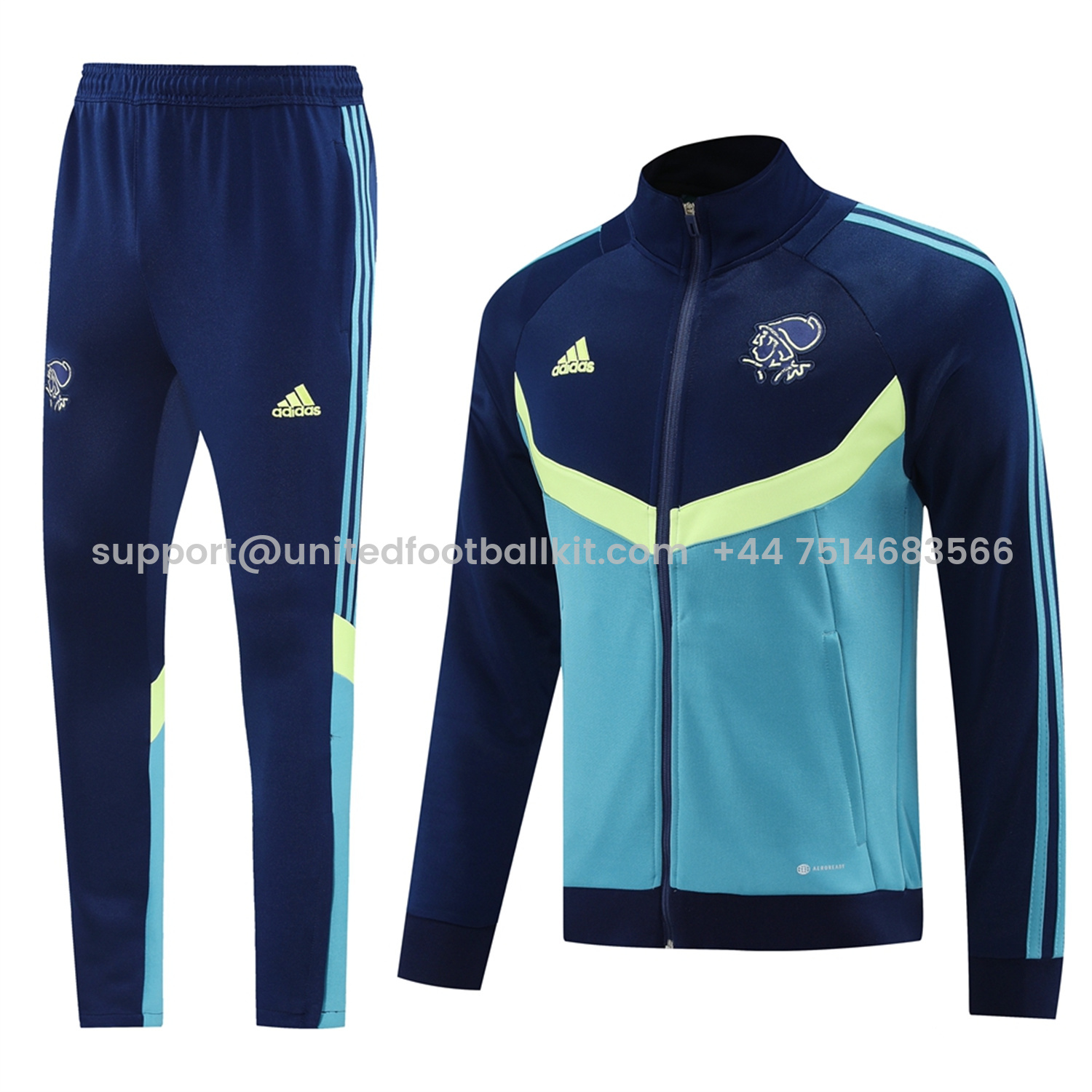 Unitedfootballkit.com | Ajax 24-25 Jacket Training Tracksuit - Royal Bule Jackets & Pants -Customize Name, Number and Patch | Worldwide Shipping