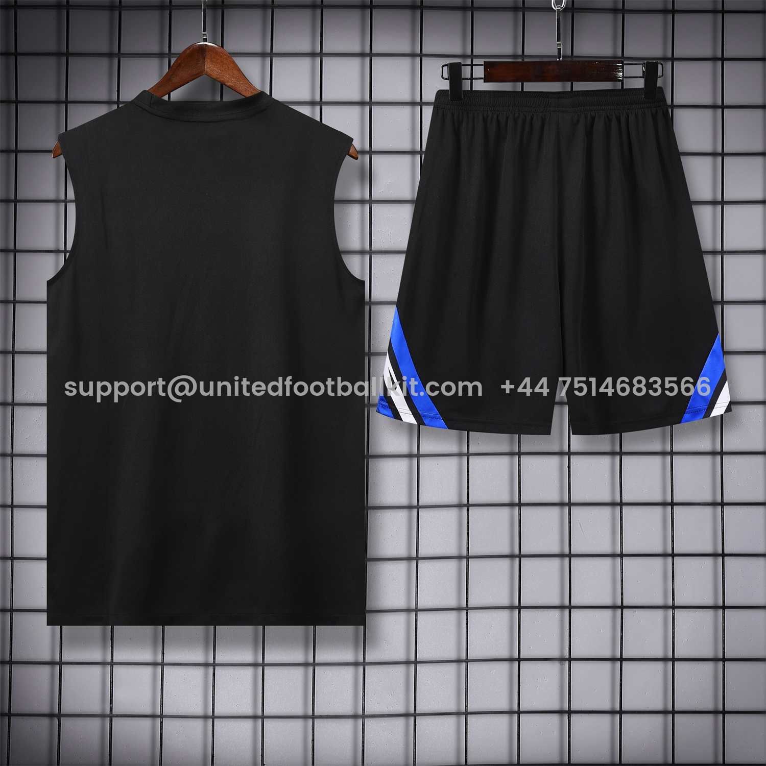 Unitedfootballkit.com | Inter Milan 25-26 Vest Training Set - Black Vest & Black Shorts -Customize Name, Number and Patch | Worldwide Shipping
